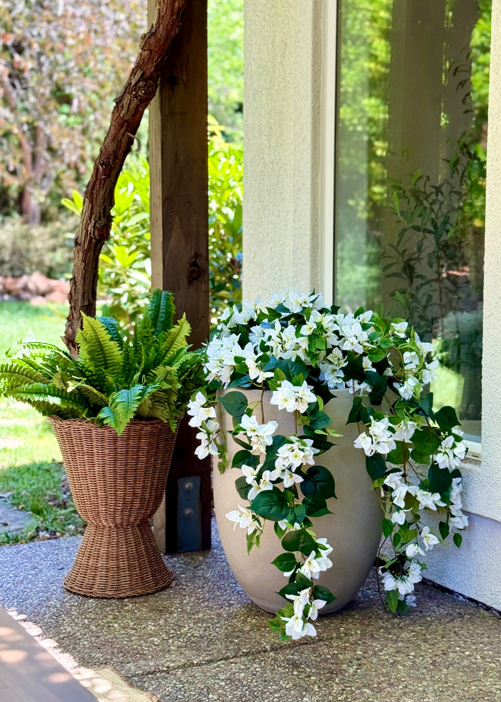 Fake Estate Boston Fern and Bougainvillea Bush