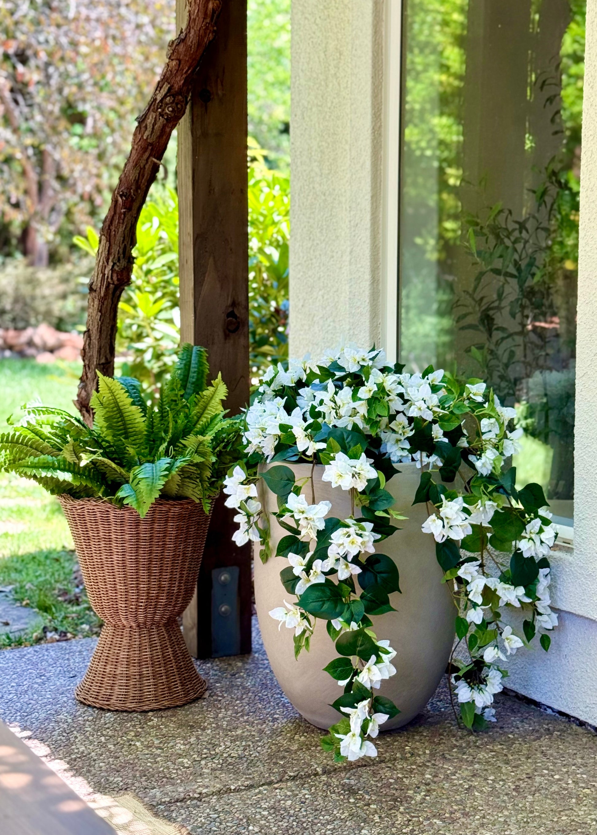 Fake Estate Boston Fern and Bougainvillea Bush