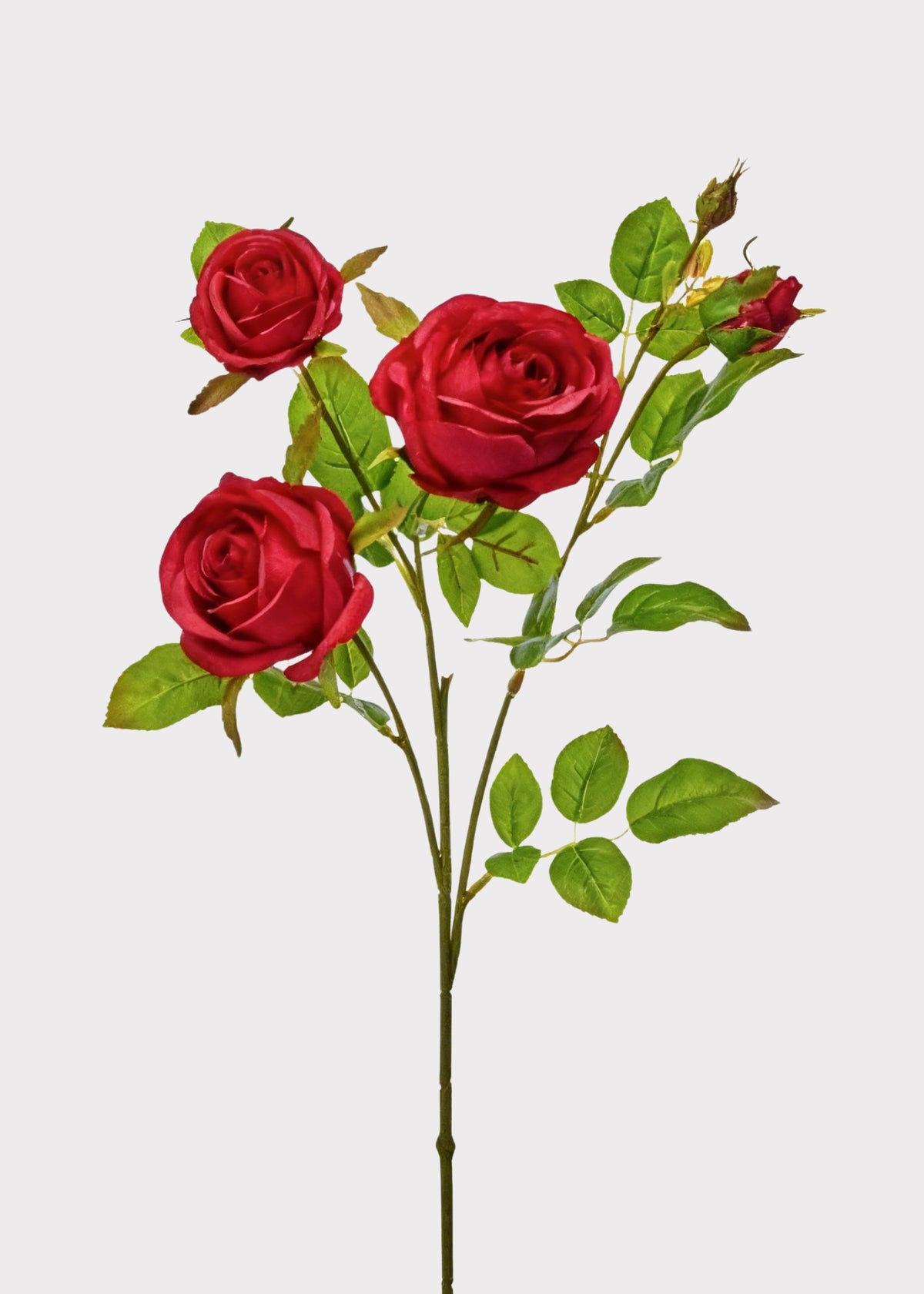 Red Fake Rose Flower Spray - 25