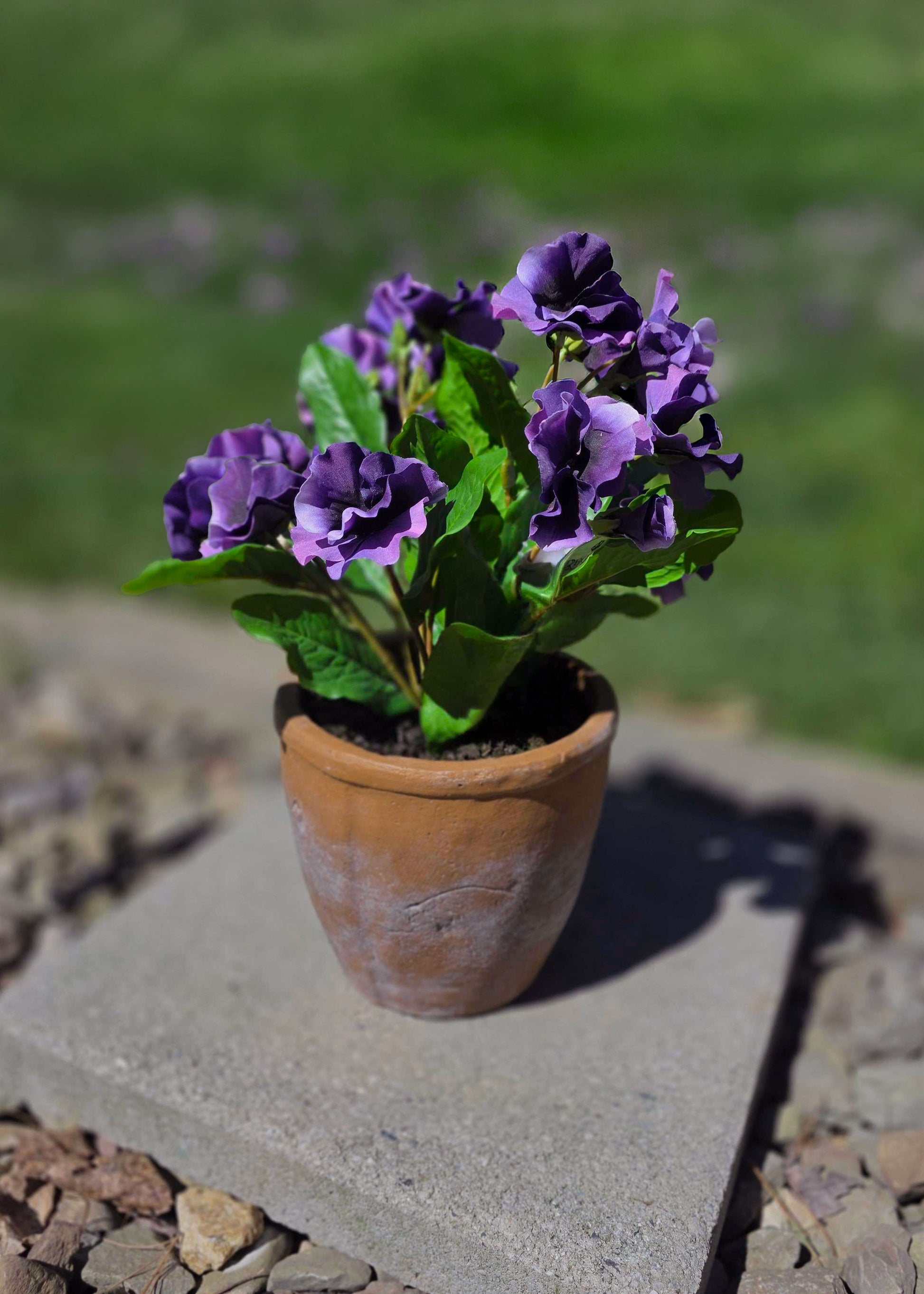 pansy indoor or outdoor plant UV Treated Fake Outdoor Flowers Purple Pansy Potted Plant