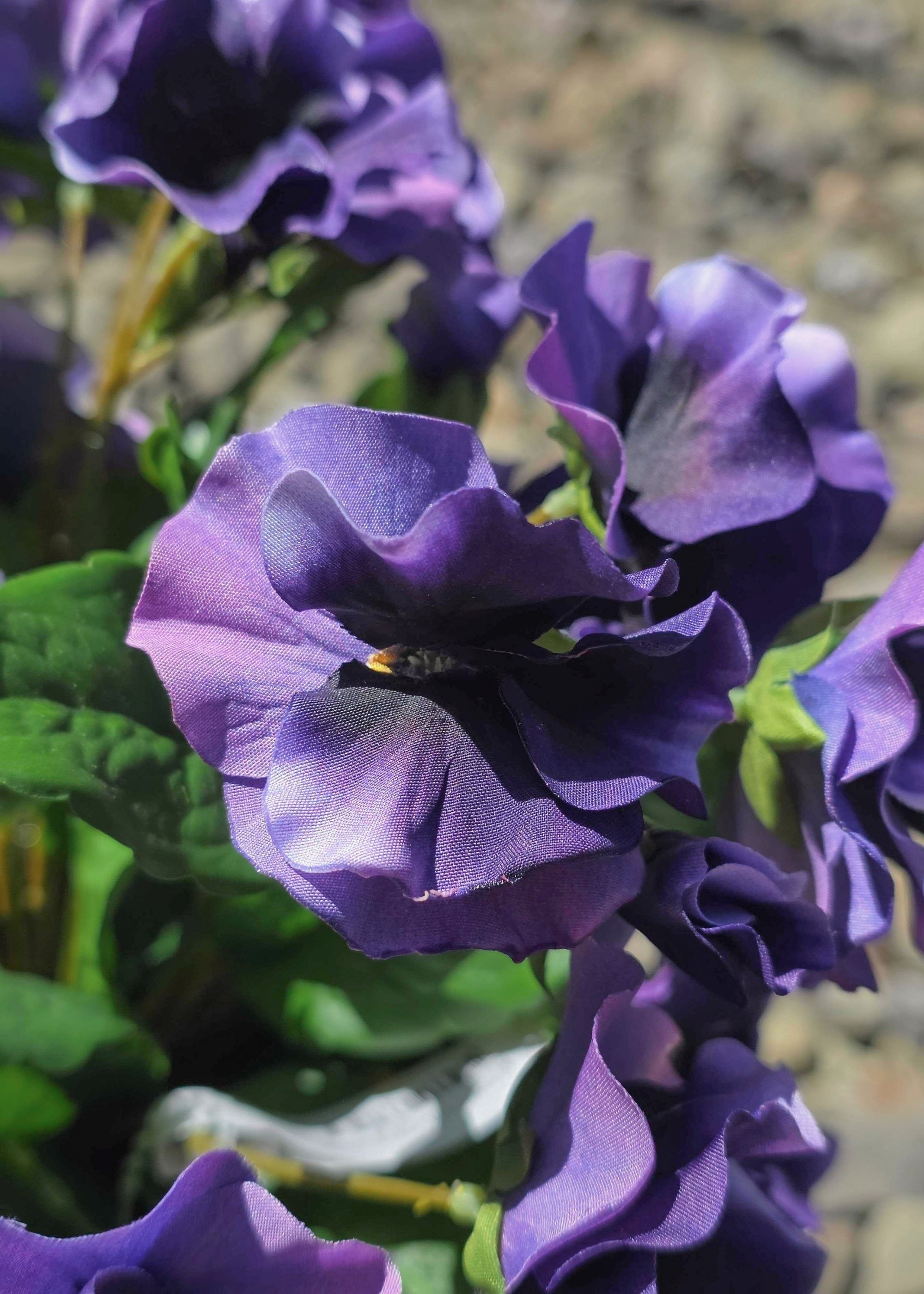 ルイヴィトン M66621 ブラスレ ギミアクルー バングル パープル 紫 UV Treated Fake Outdoor Flowers Purple Pansy Potted Plant - 12