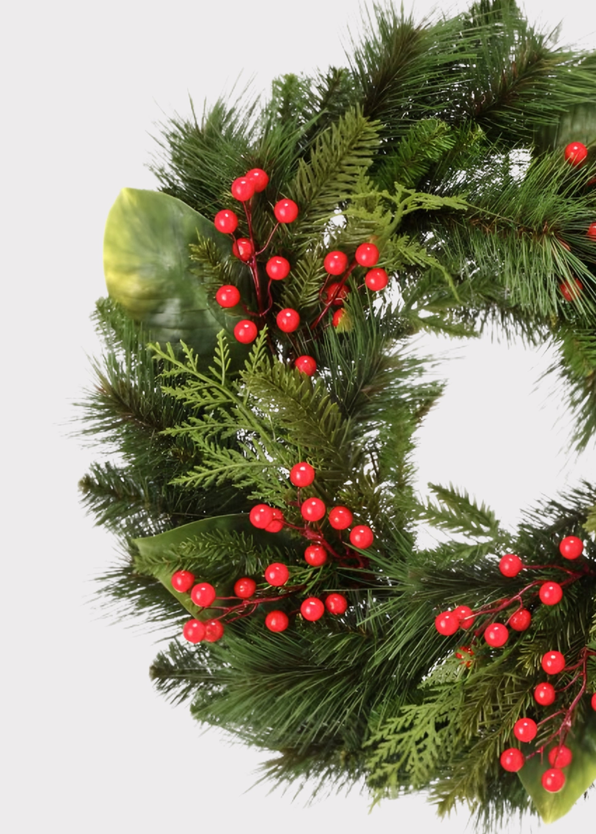 Close-up of Pine and Berry Wreath