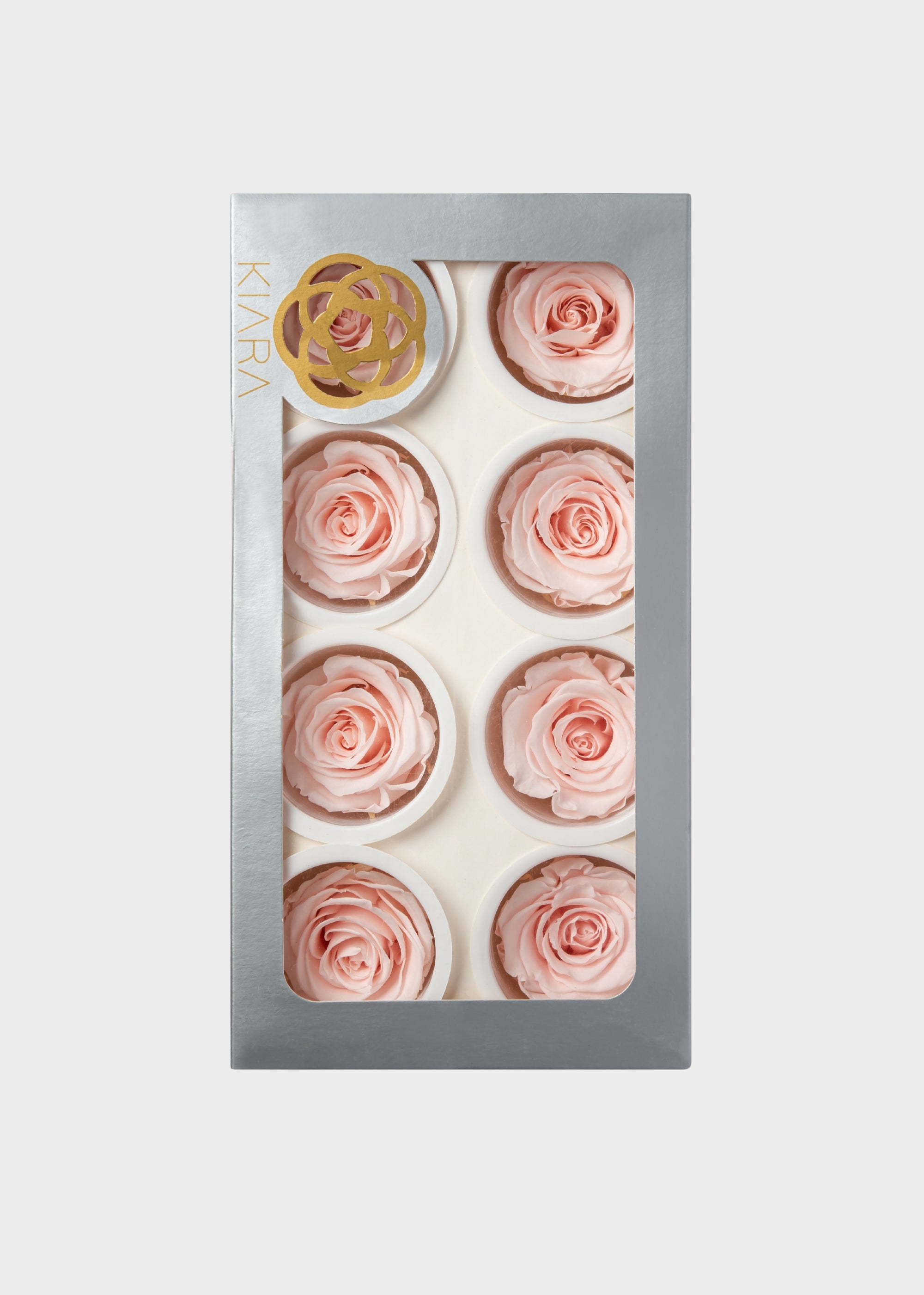 Box of 8 Pink Beige Preserved Rose Heads - 1.75-2