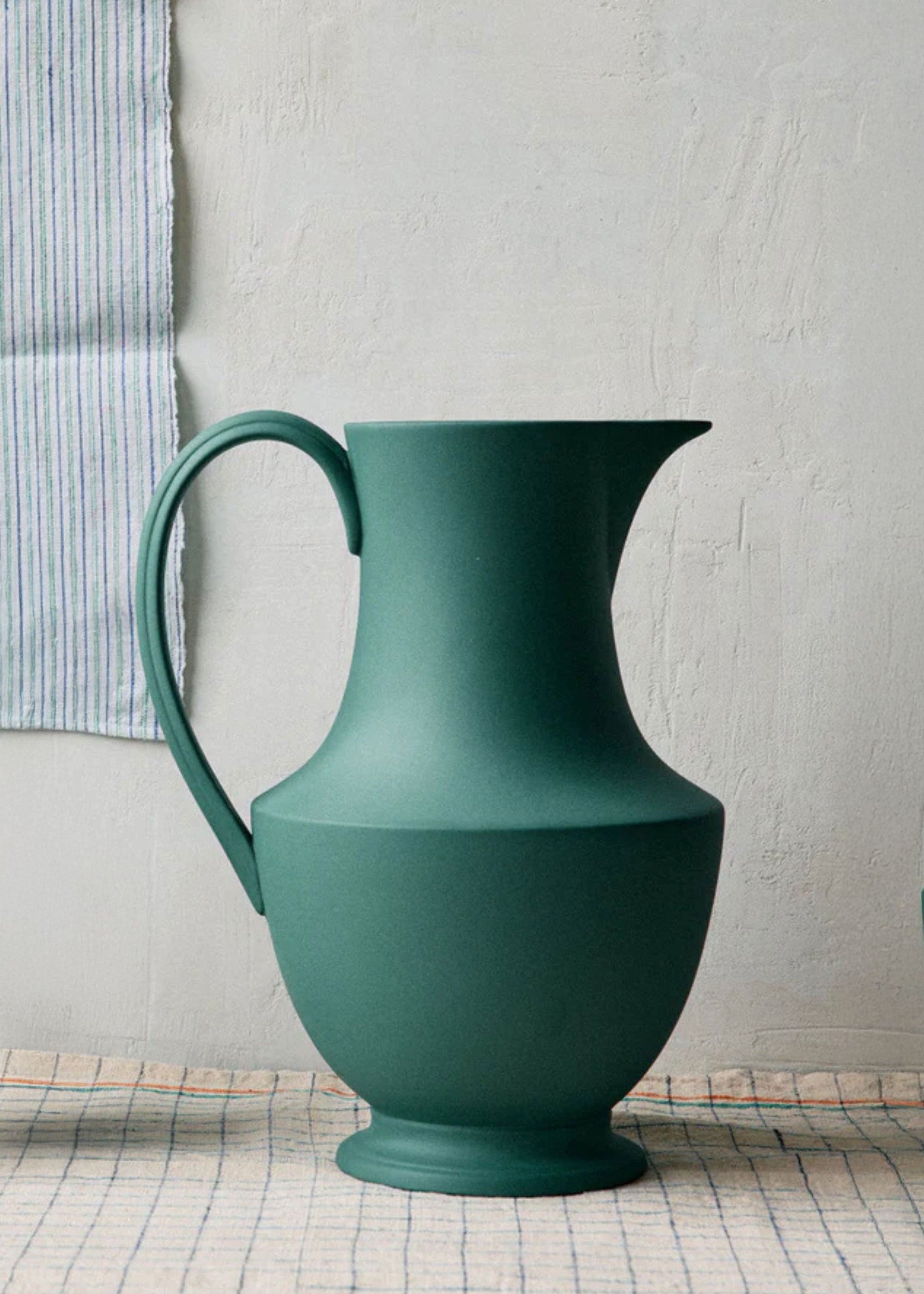 Sir/Madam Verdant Green Large Stoneware Pitcher Vase - 12