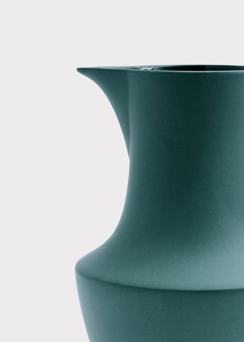 Close-up of Green Large Stoneware Pitcher Vase