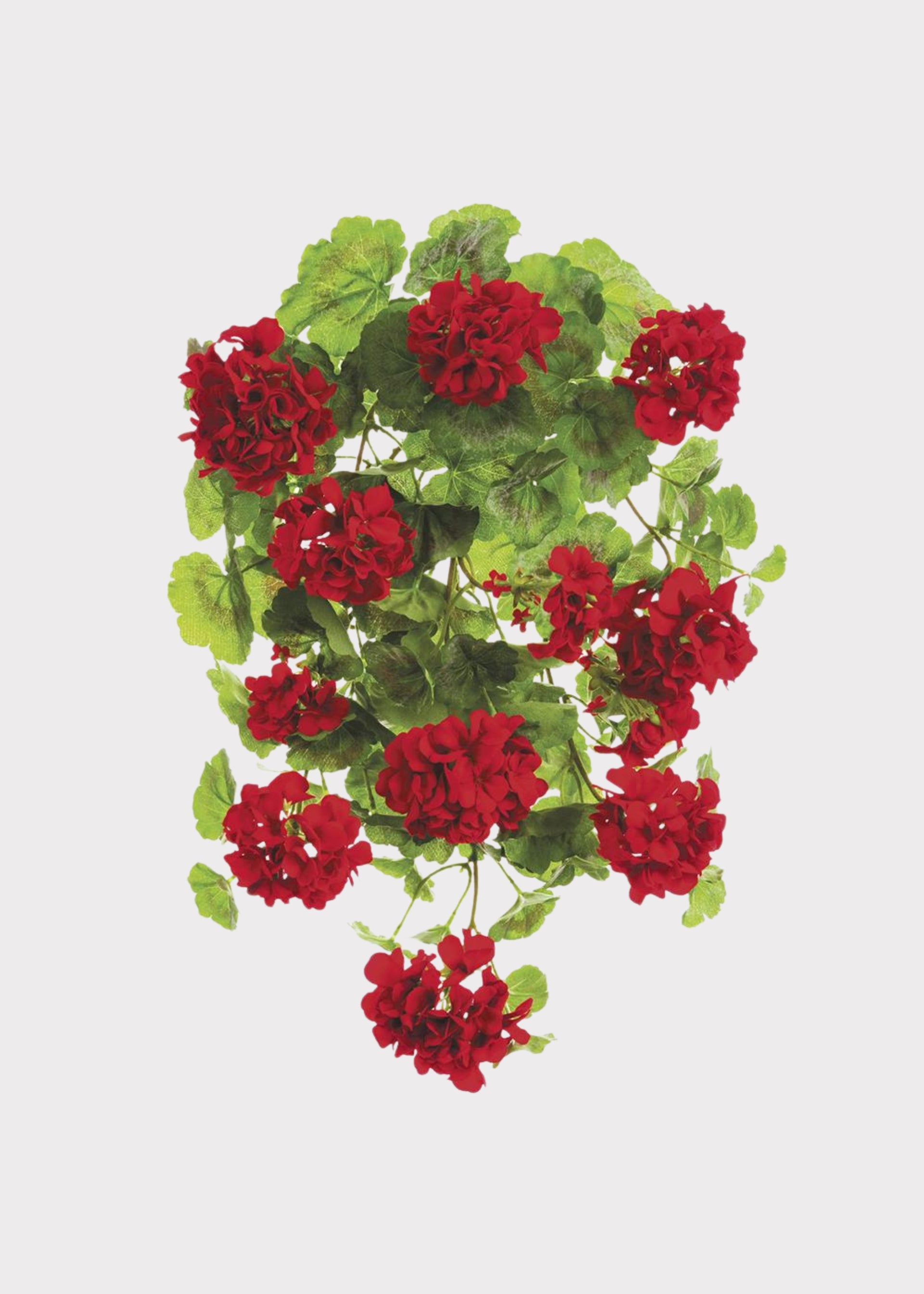 geranium hanging basket silk plant Hanging Geranium Bush in Red | Indoor/Outdoor Fake Flowers
