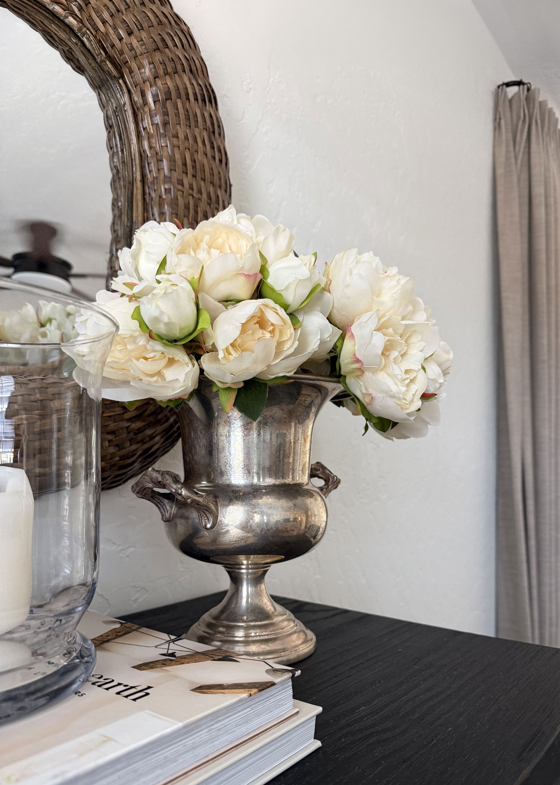 Cream faux peonies