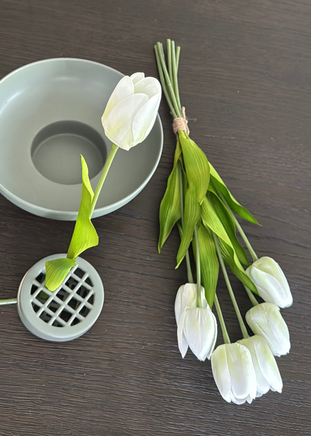 White and Green Fake Tulip Bundle