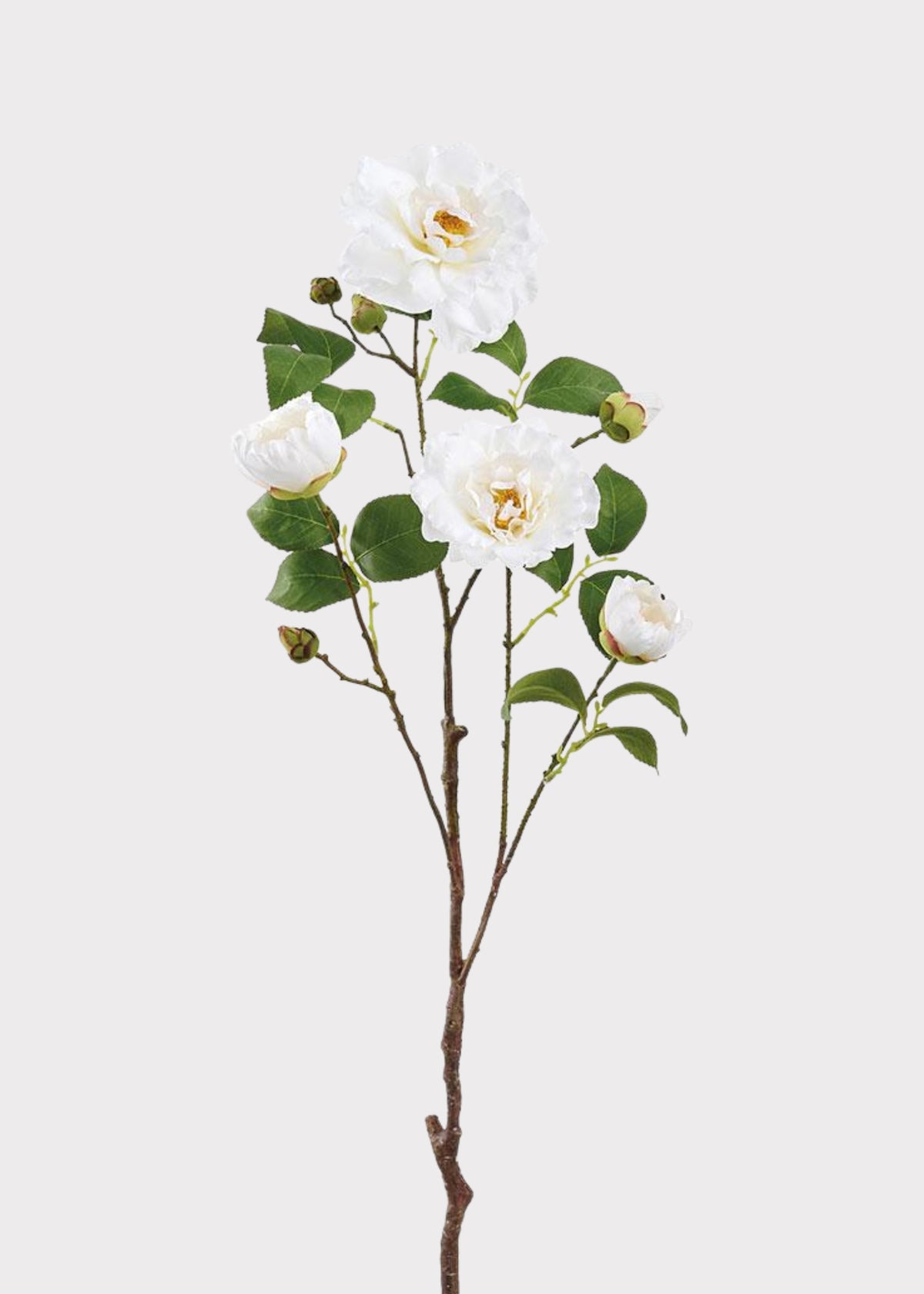 Artificial Camellia Blooming Flower Branch in White