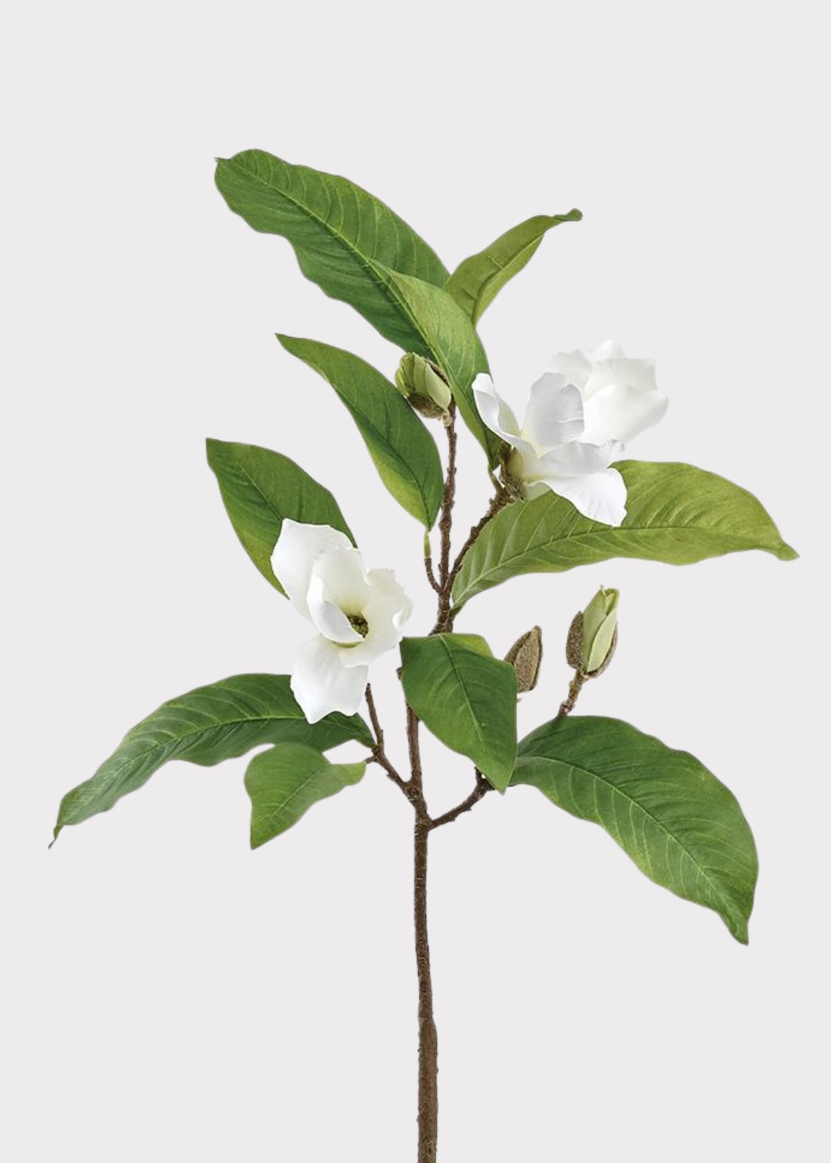 Artificial Magnolia Flower Branch in White