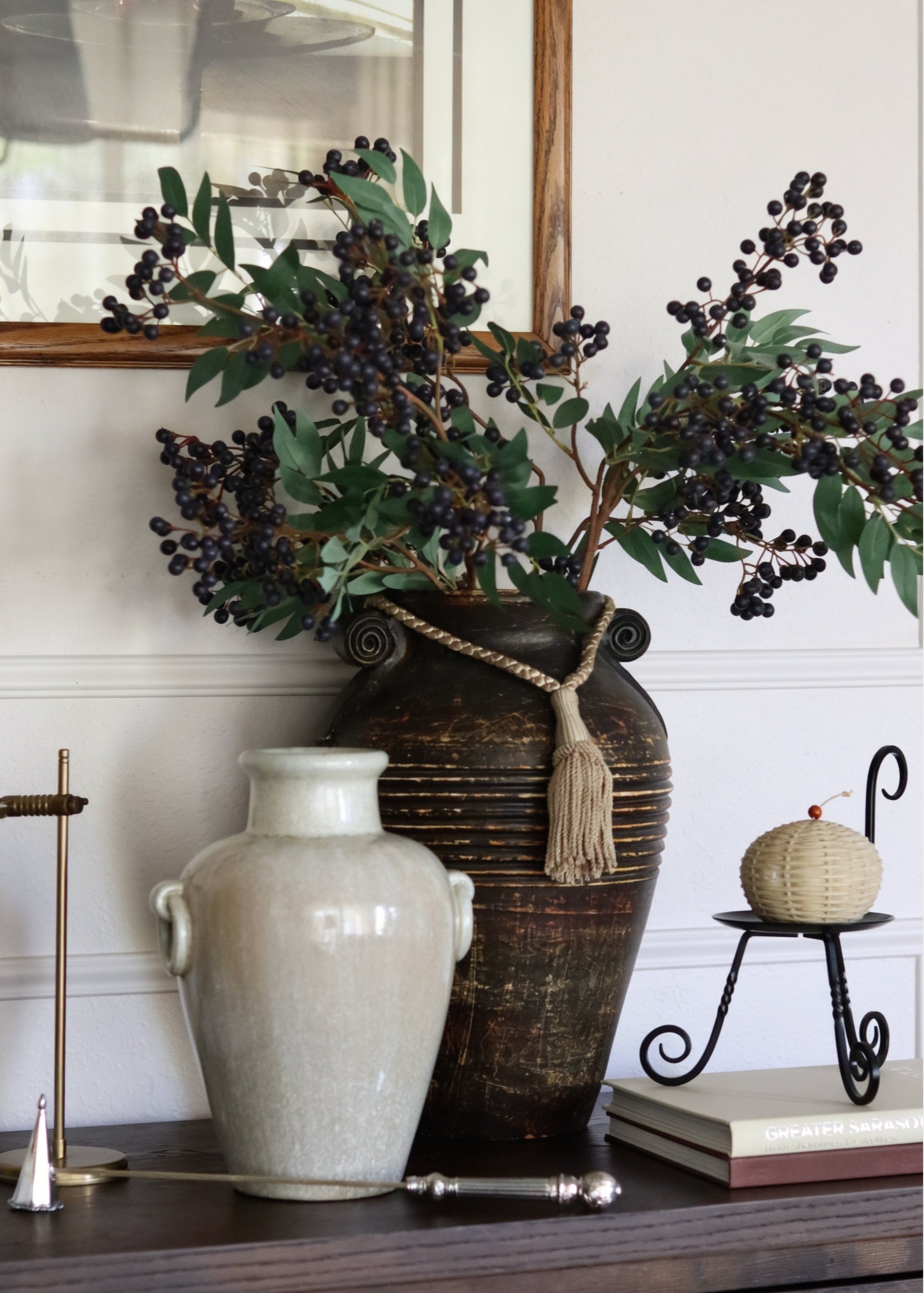 Pepperberries arranged in a vase