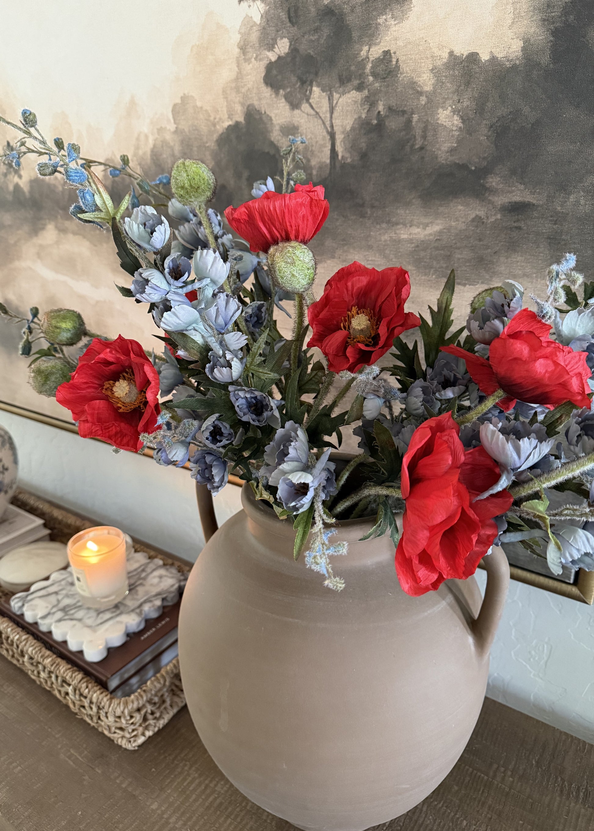 Red and Blue Flower Arrangement
