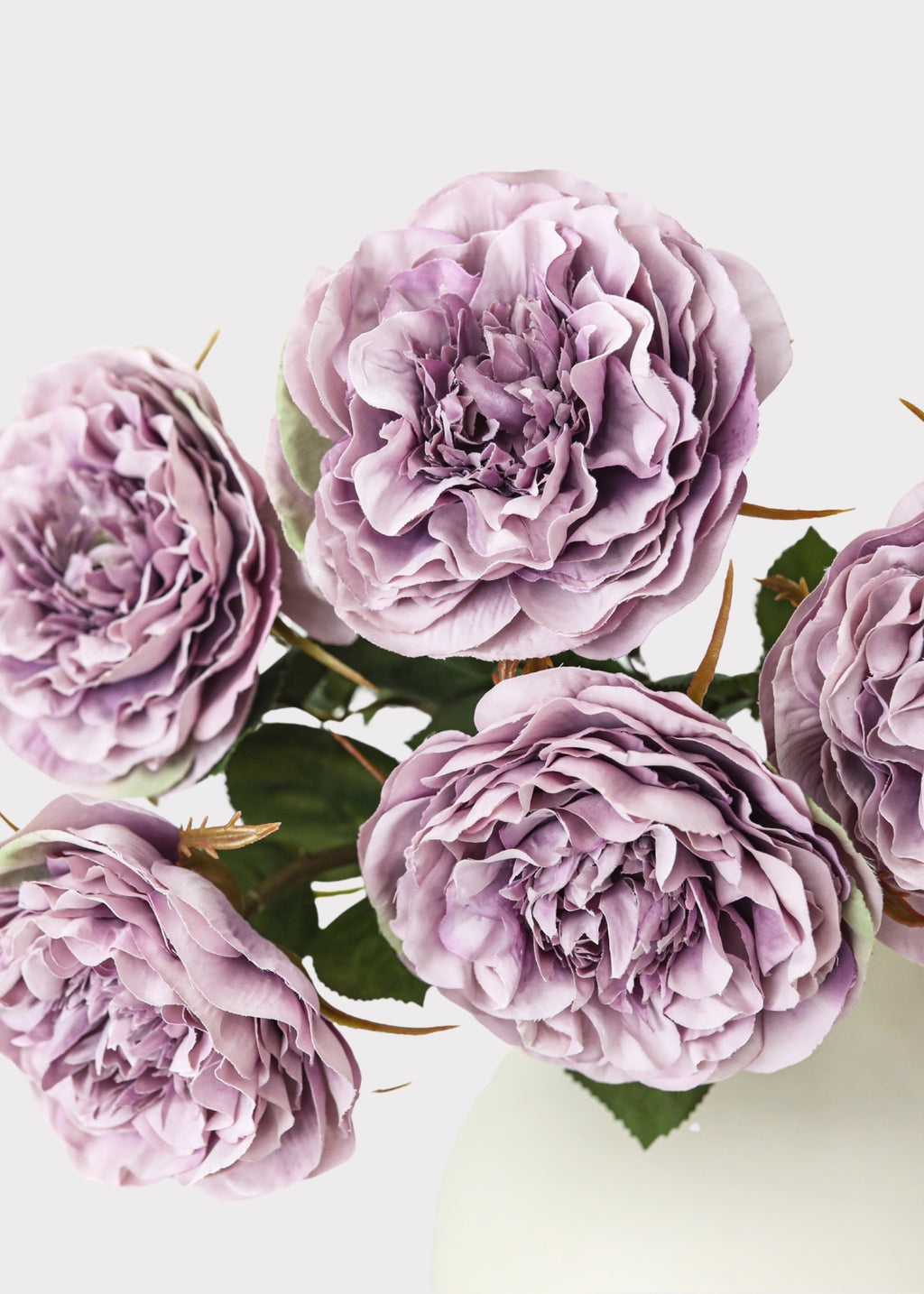 Close-up of Faux Lavender Cabbage Roses