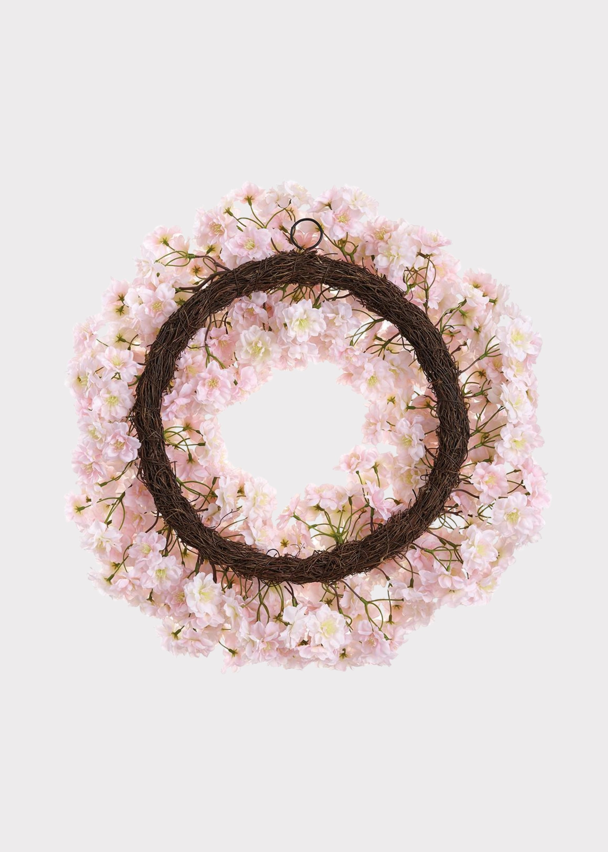 Back of Blush Pink Fake Cherry Blossom Wreath