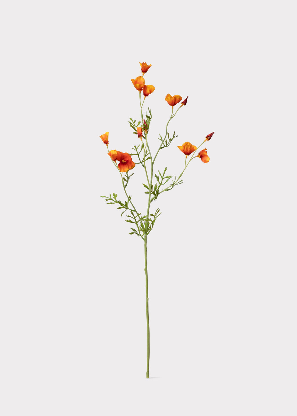 Orange Mini Fake Poppy Flower Spray