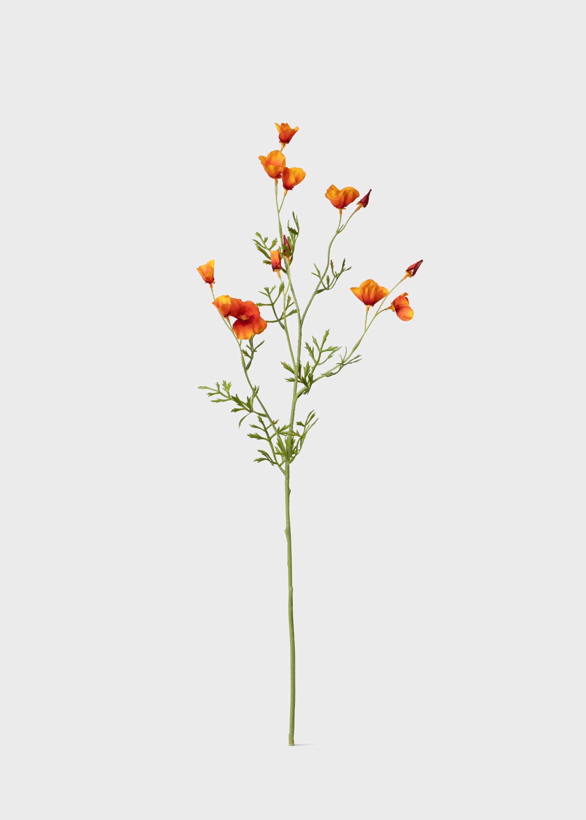 Orange Mini Fake Poppy Flower Spray