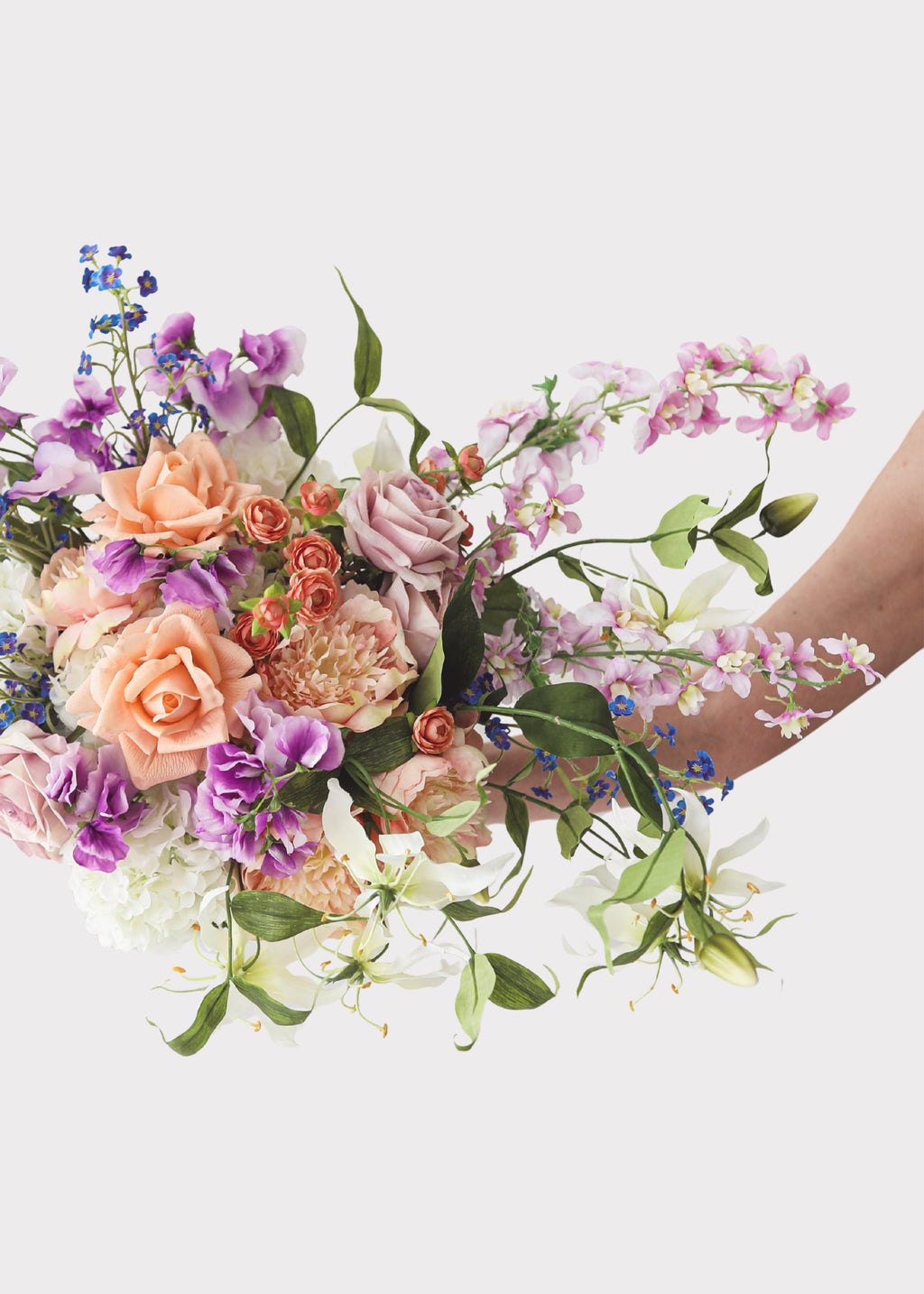 Bouquet of colorful faux flowers 