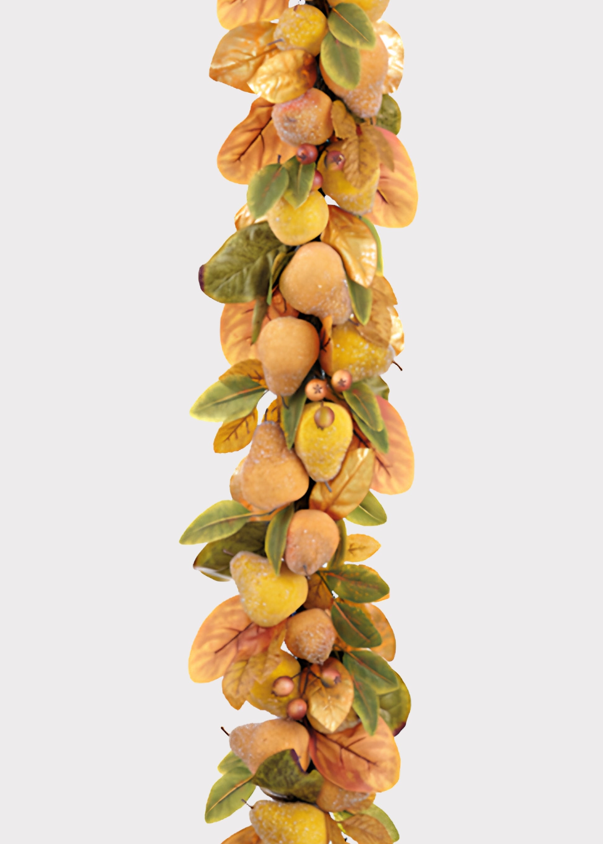 Close-up of a Beaded Fake Pear Fruit and Foliage Garland