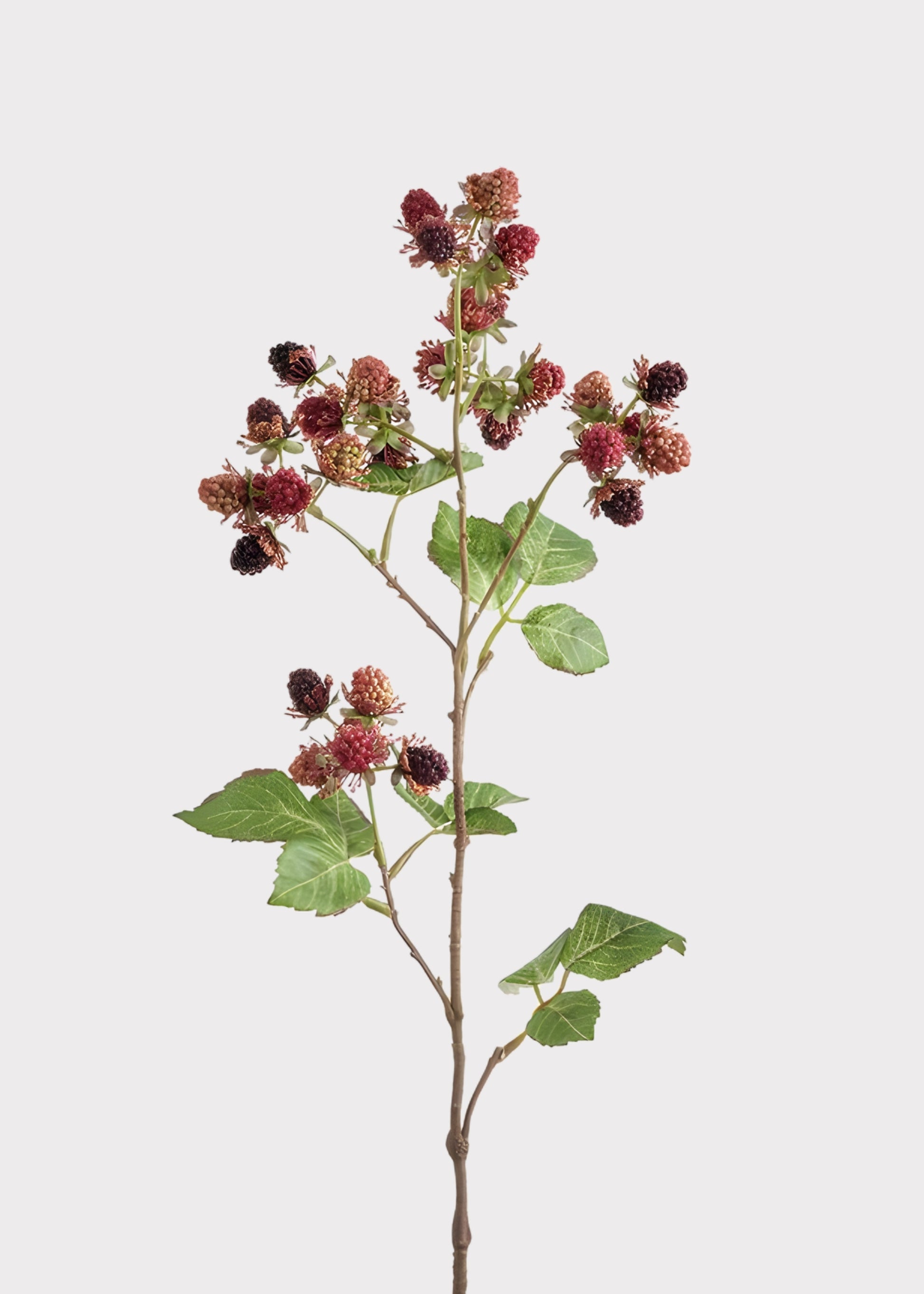 Mauve and Burgundy Fake Raspberry Fruit Branch 