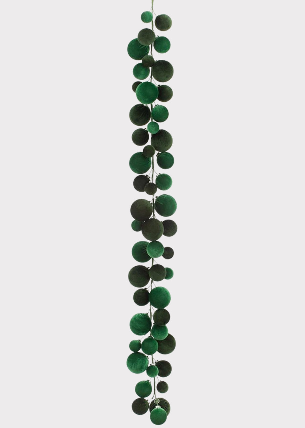 Green Velvet Holiday Ball Ornament Garland 
