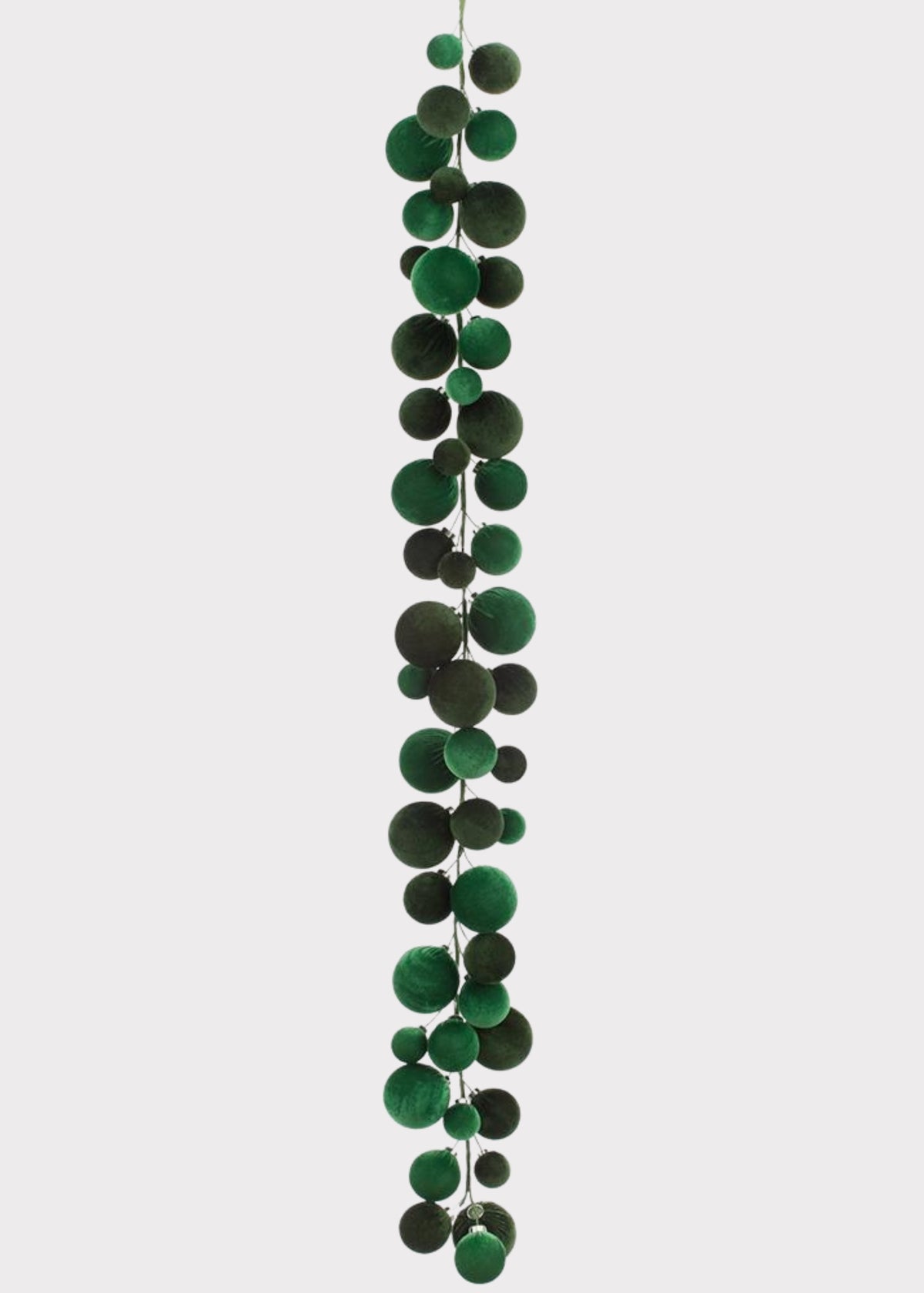 Green Velvet Holiday Ball Ornament Garland 