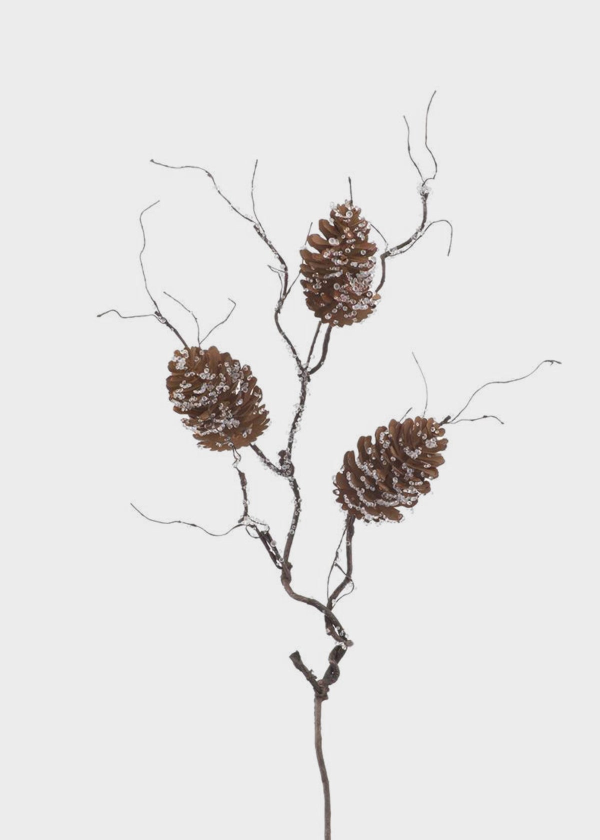 Fake Holiday Pine Cone Branch with Iced Look