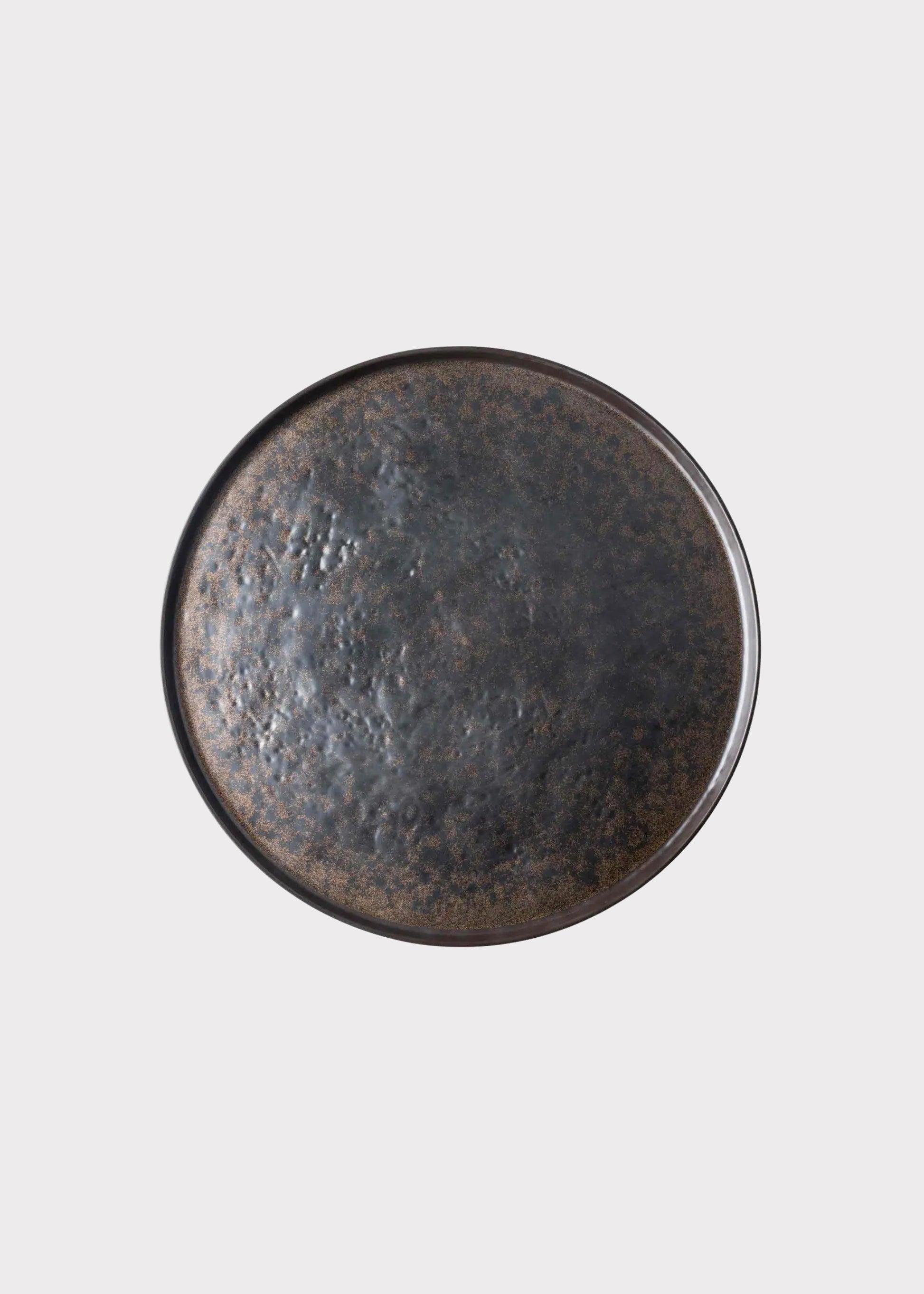 Matte Brown and Copper Melamine Resin Round Tray 
