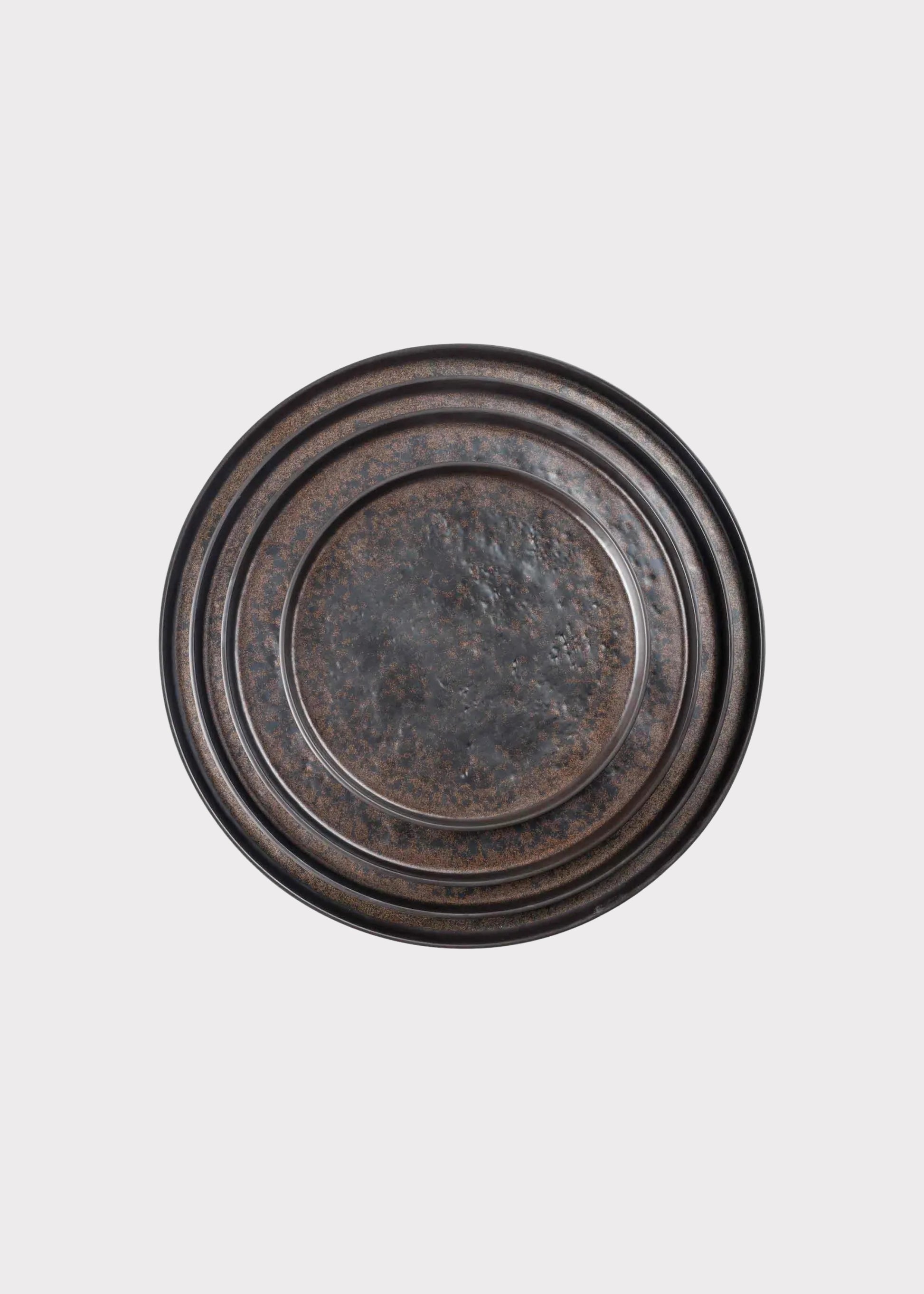 Bottom of the Matte Brown and Copper Melamine Resin Round Tray 
