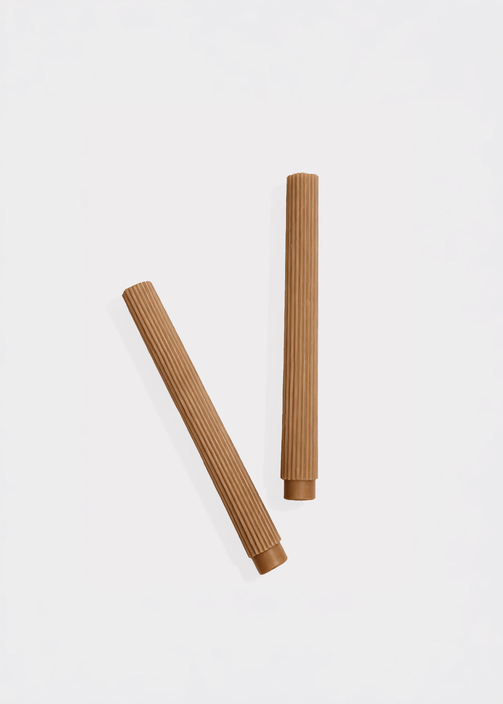 10" tall Ribbed Taper Candles in Caramel Hue