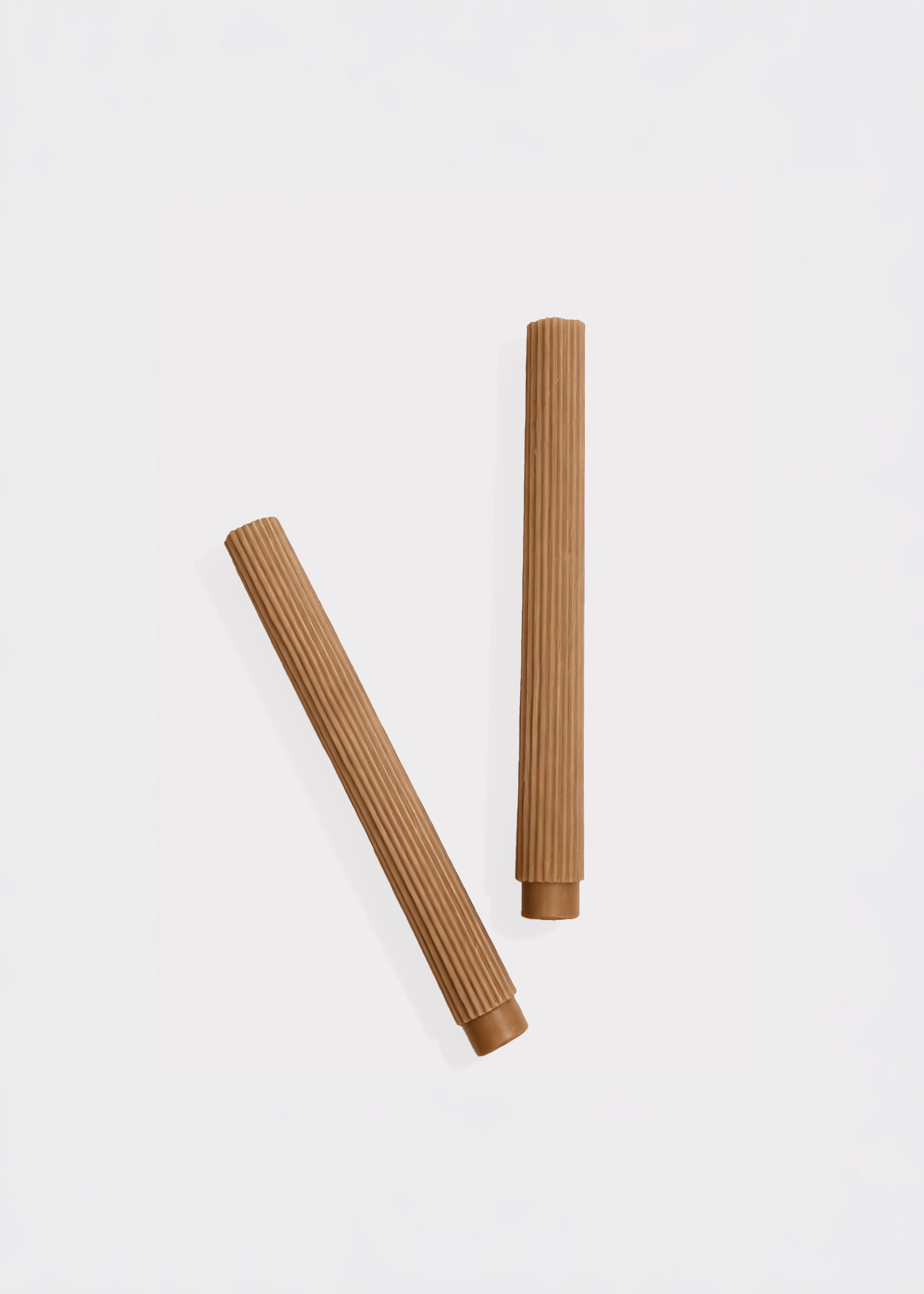 10" tall Ribbed Taper Candles in Caramel Hue