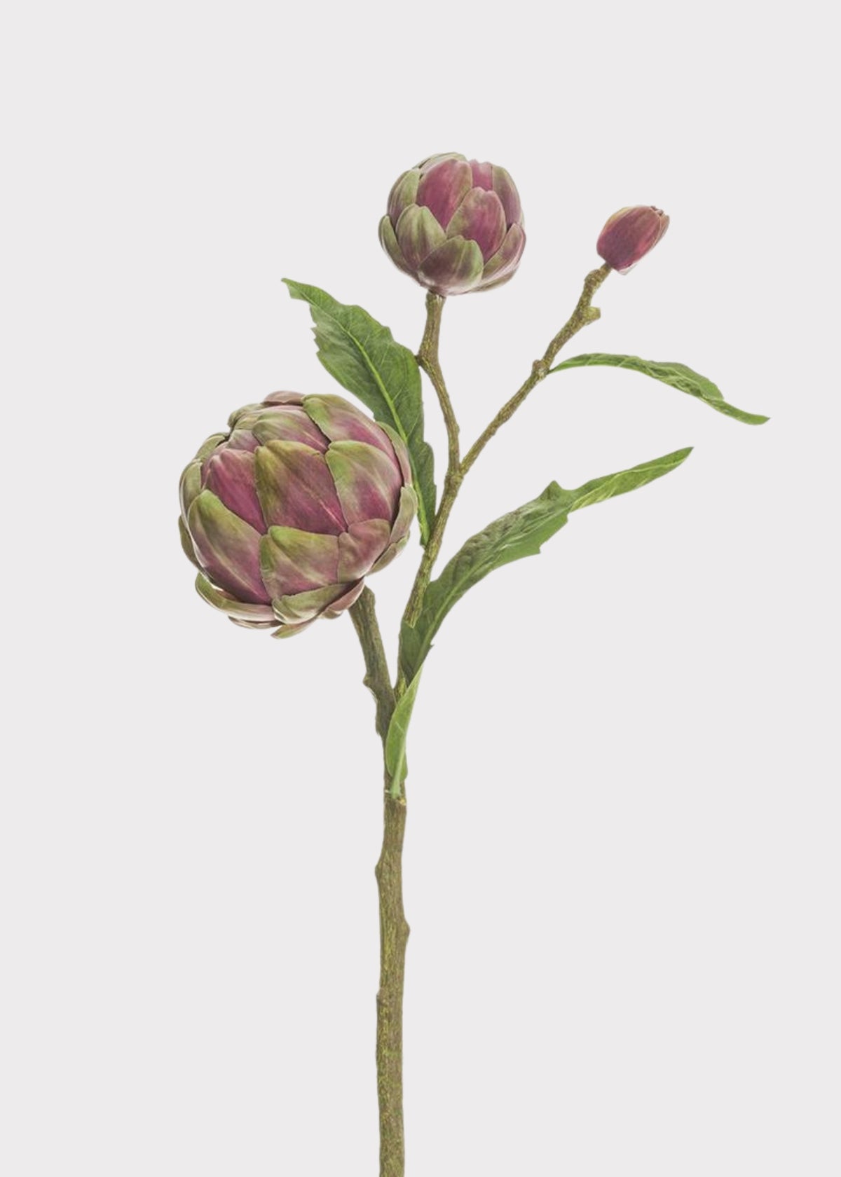 Fake Artichoke Fruit Pod Stem in Purple and Green 