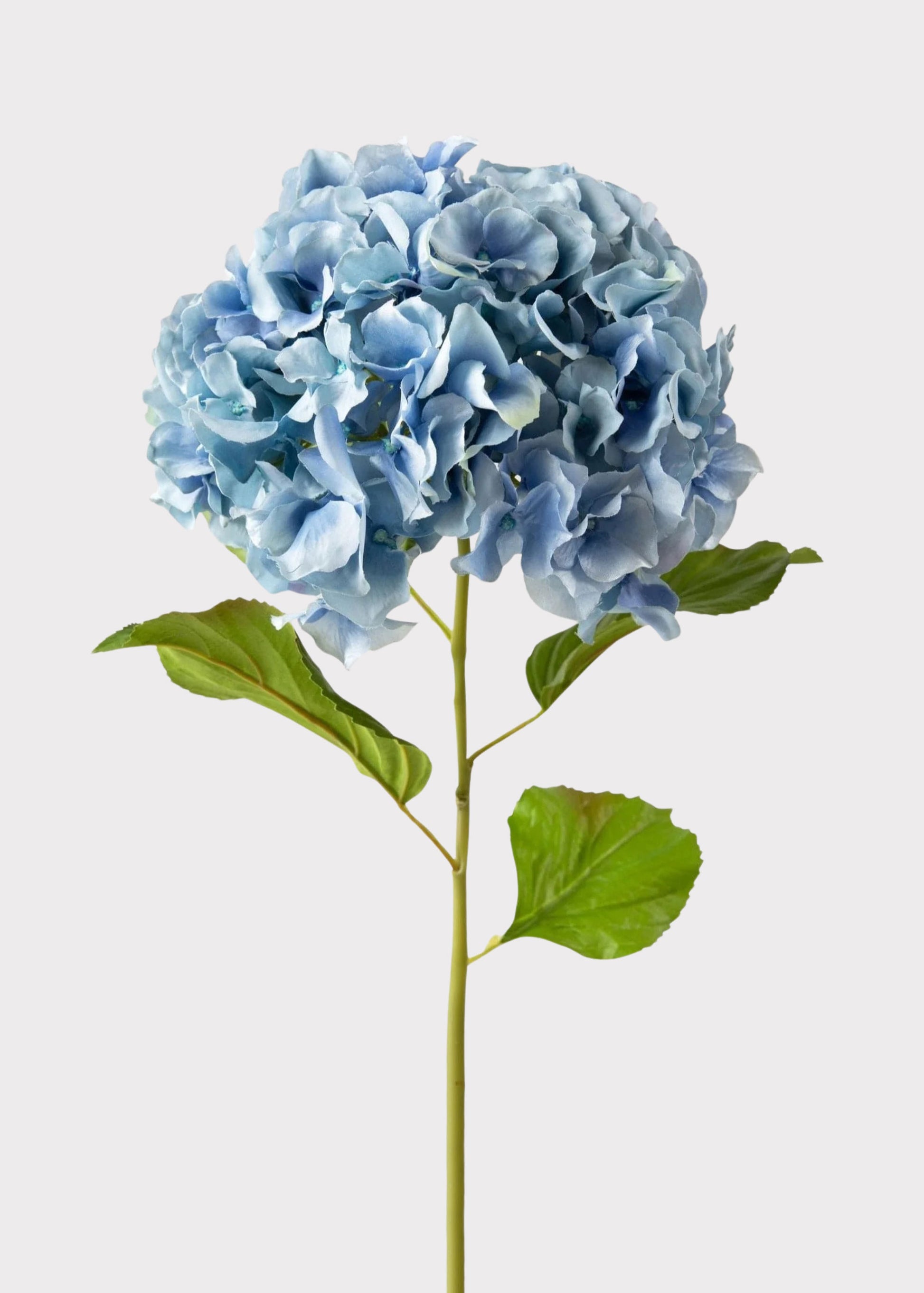 Faux Hydrangea Flower Stem in Powder Blue at Afloral
