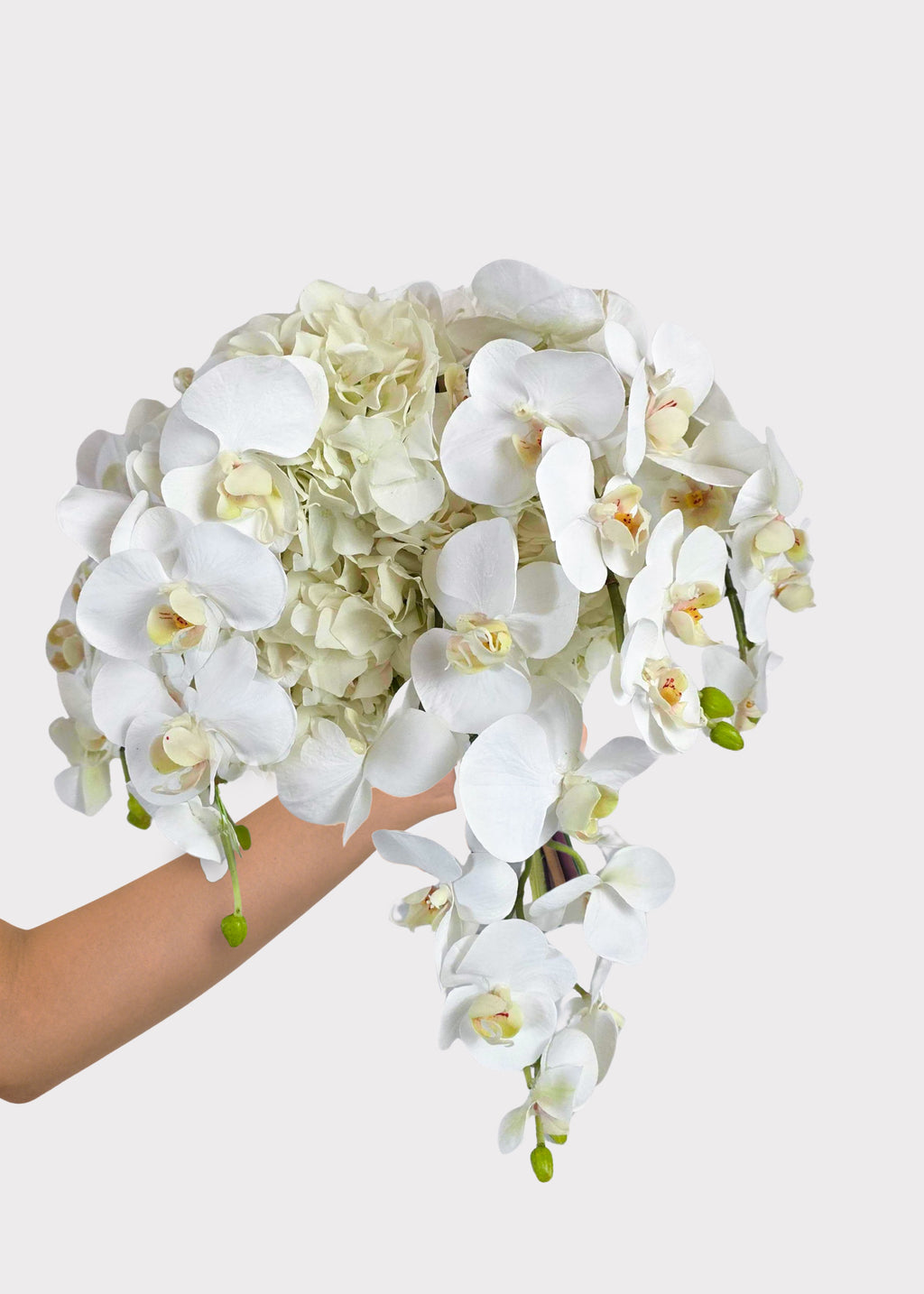 Cascading Bouquet of Hydrangeas and Orchids