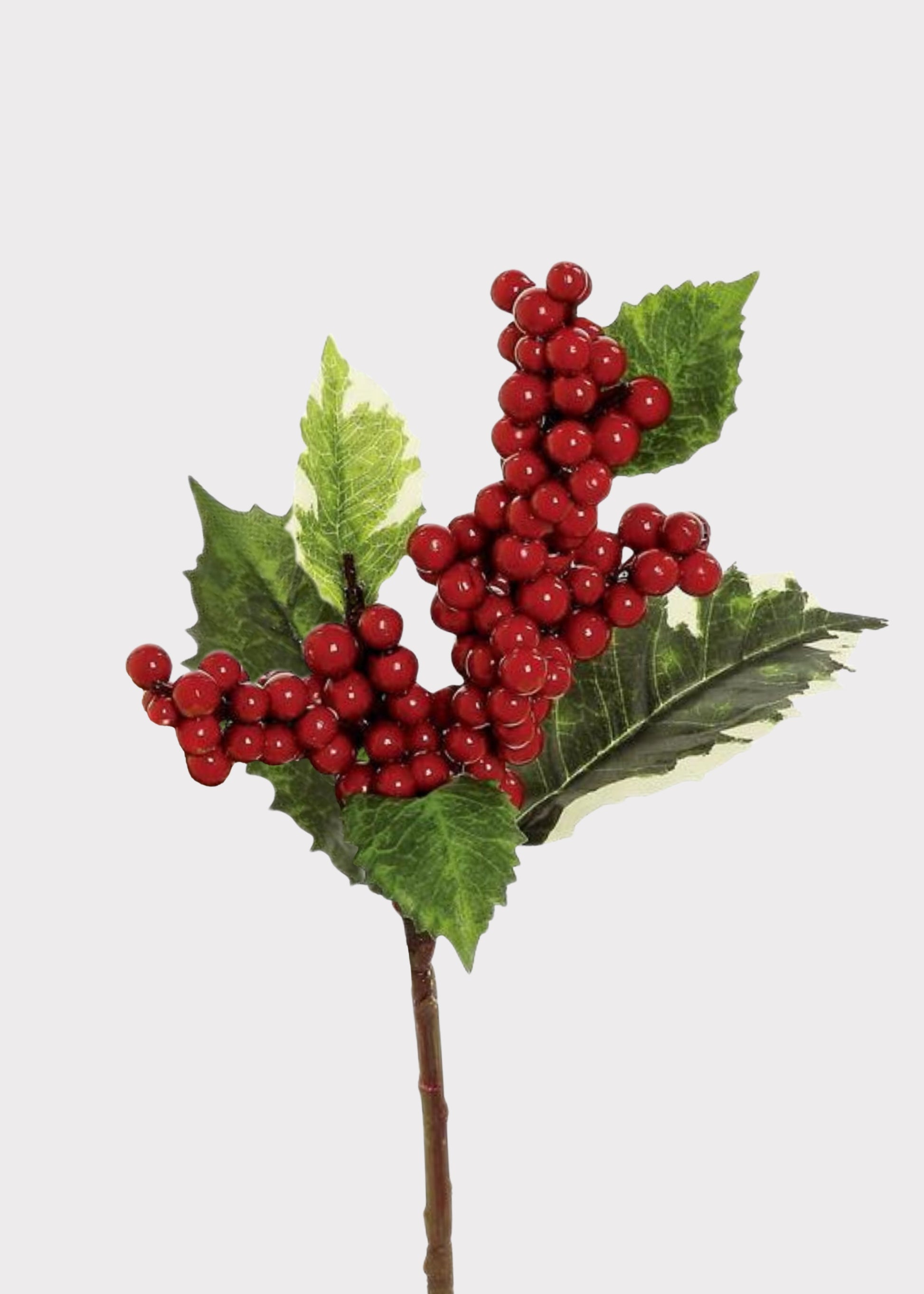 Artificial Christmas Holly Pick with Red Berries