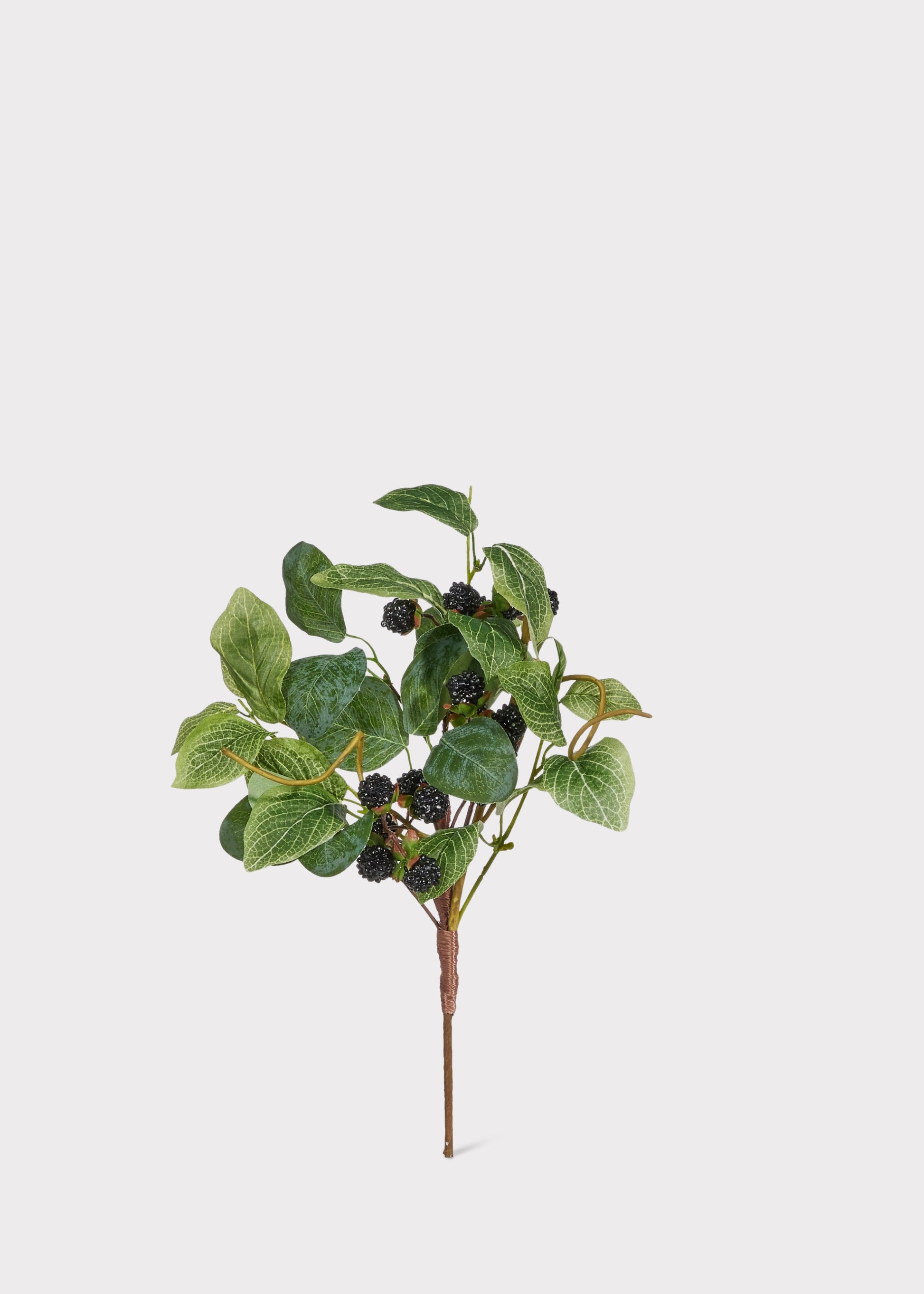 Artificial plant with green leaves and blackberries