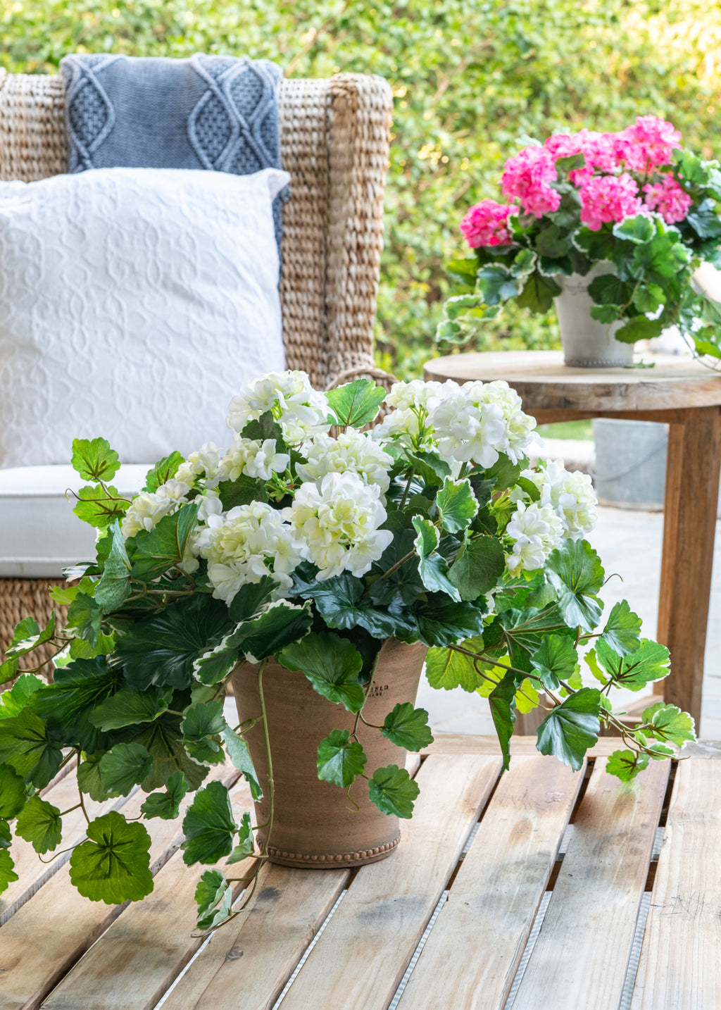 Outdoor Artificial Geranium Bush