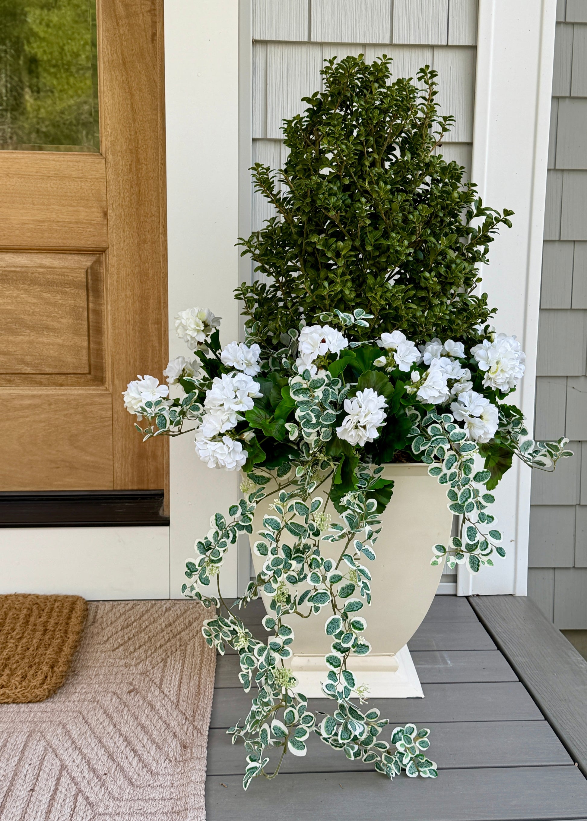 fake hanging plants for porch Fake Button Leaf Hanging Plant