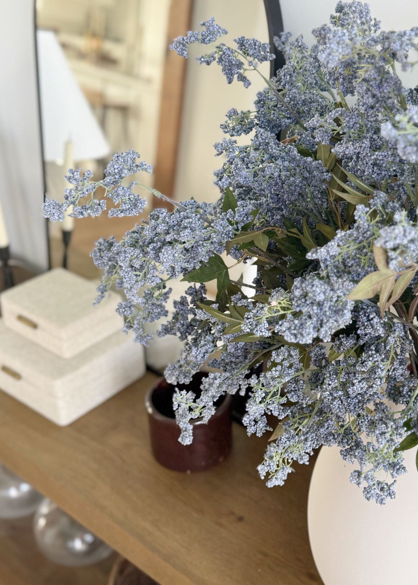 close-up of faux blue plum berries
