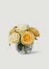 Faux Yellow Rose Arrangement in Glass Vase