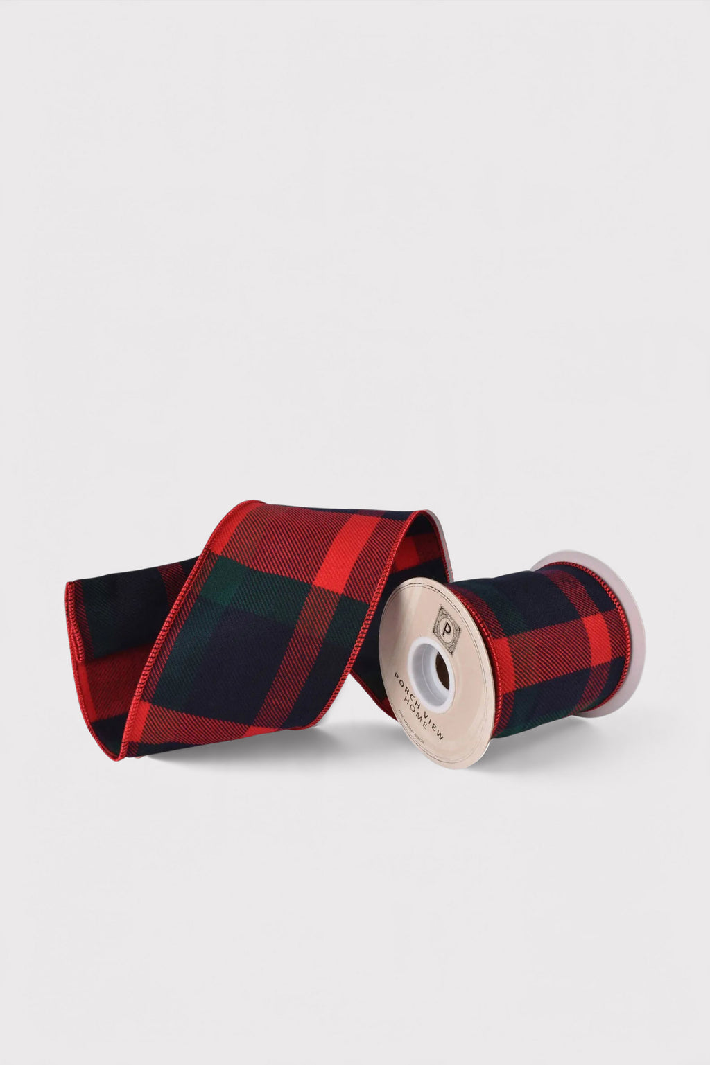 Red Flannel Plaid Wire Edge Holiday Ribbon 