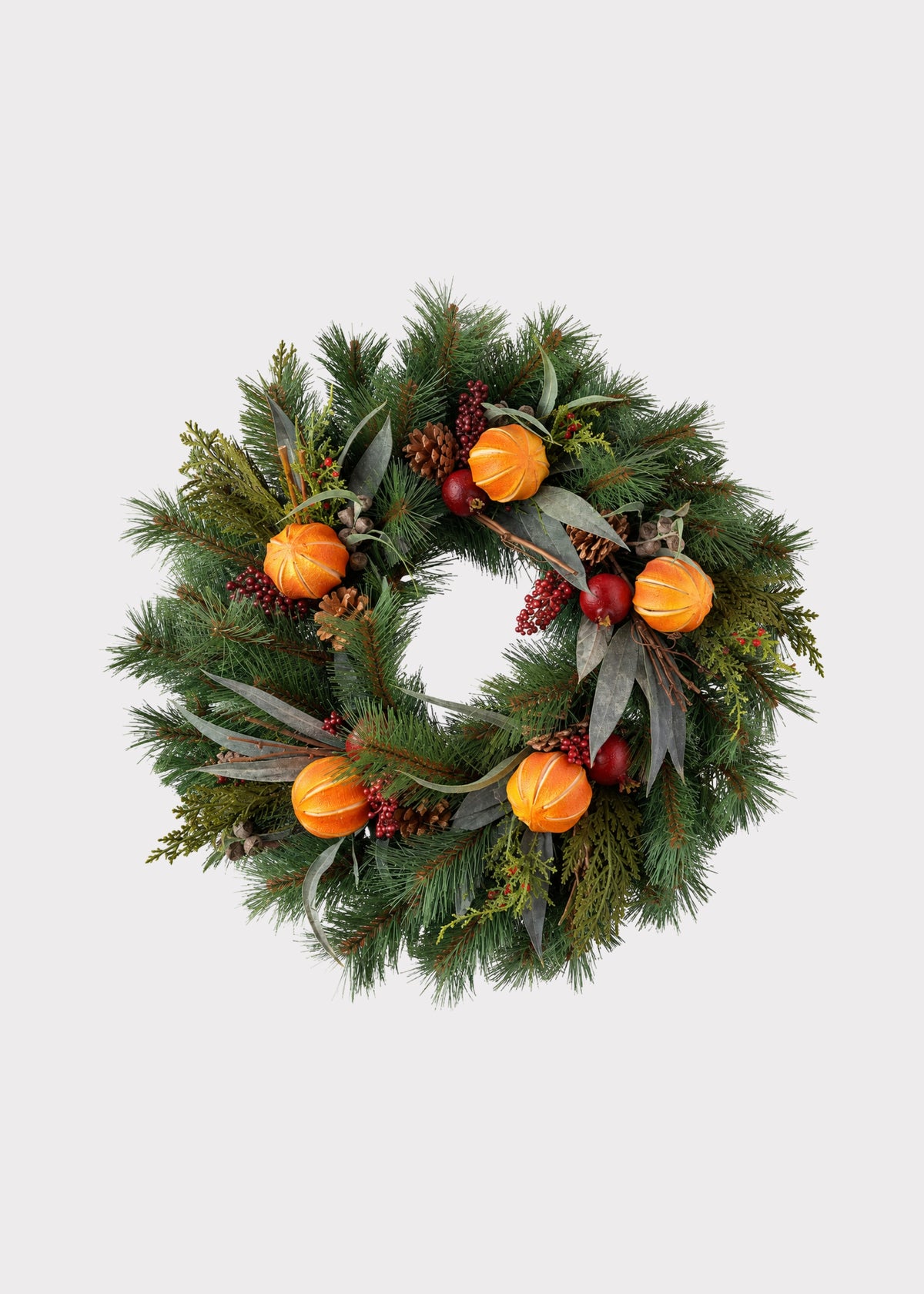 Artificial Holiday Pine and Fruit Southern Colonial Wreath