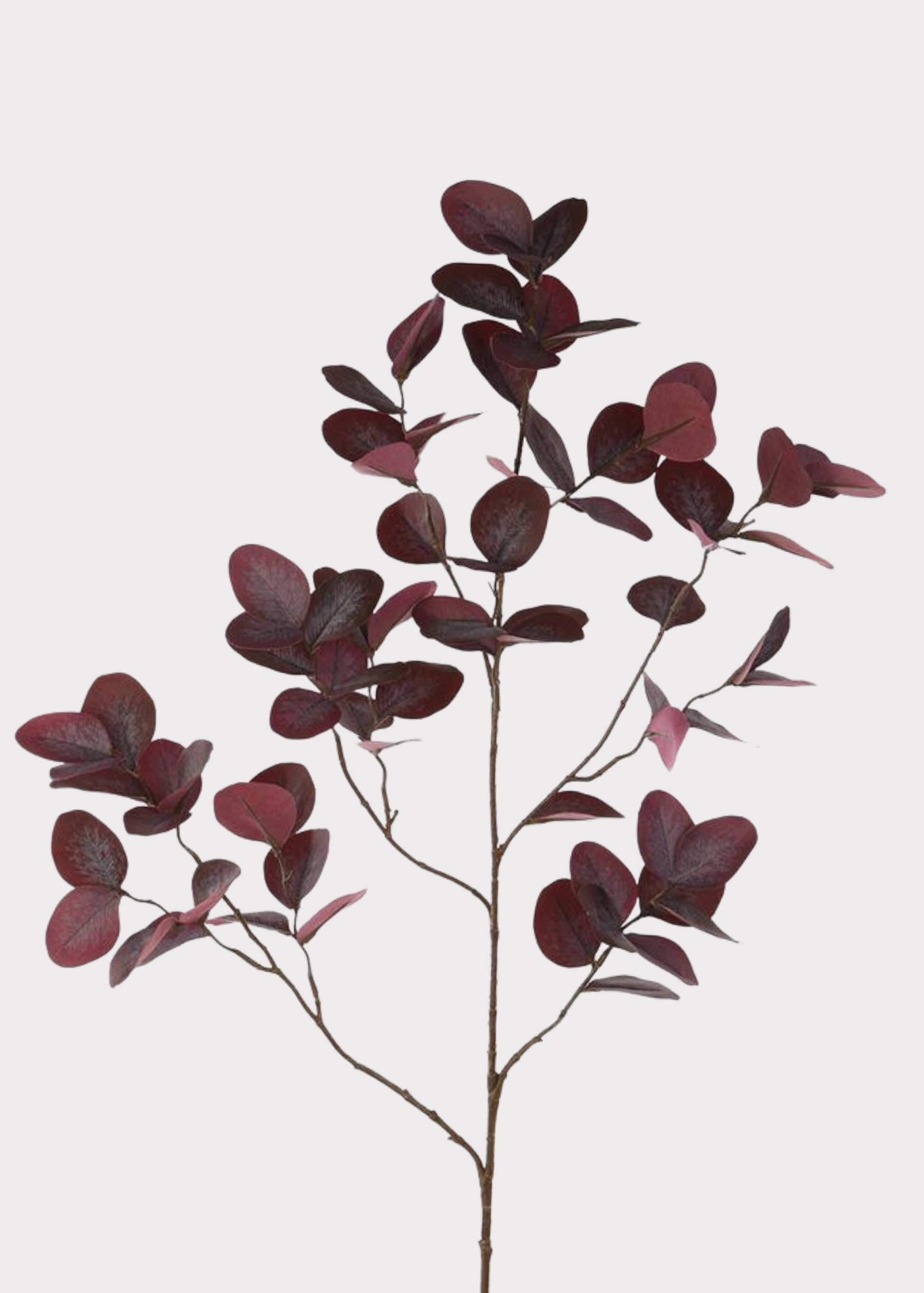 Artificial Eucalyptus Leaves Branch in Burgundy 