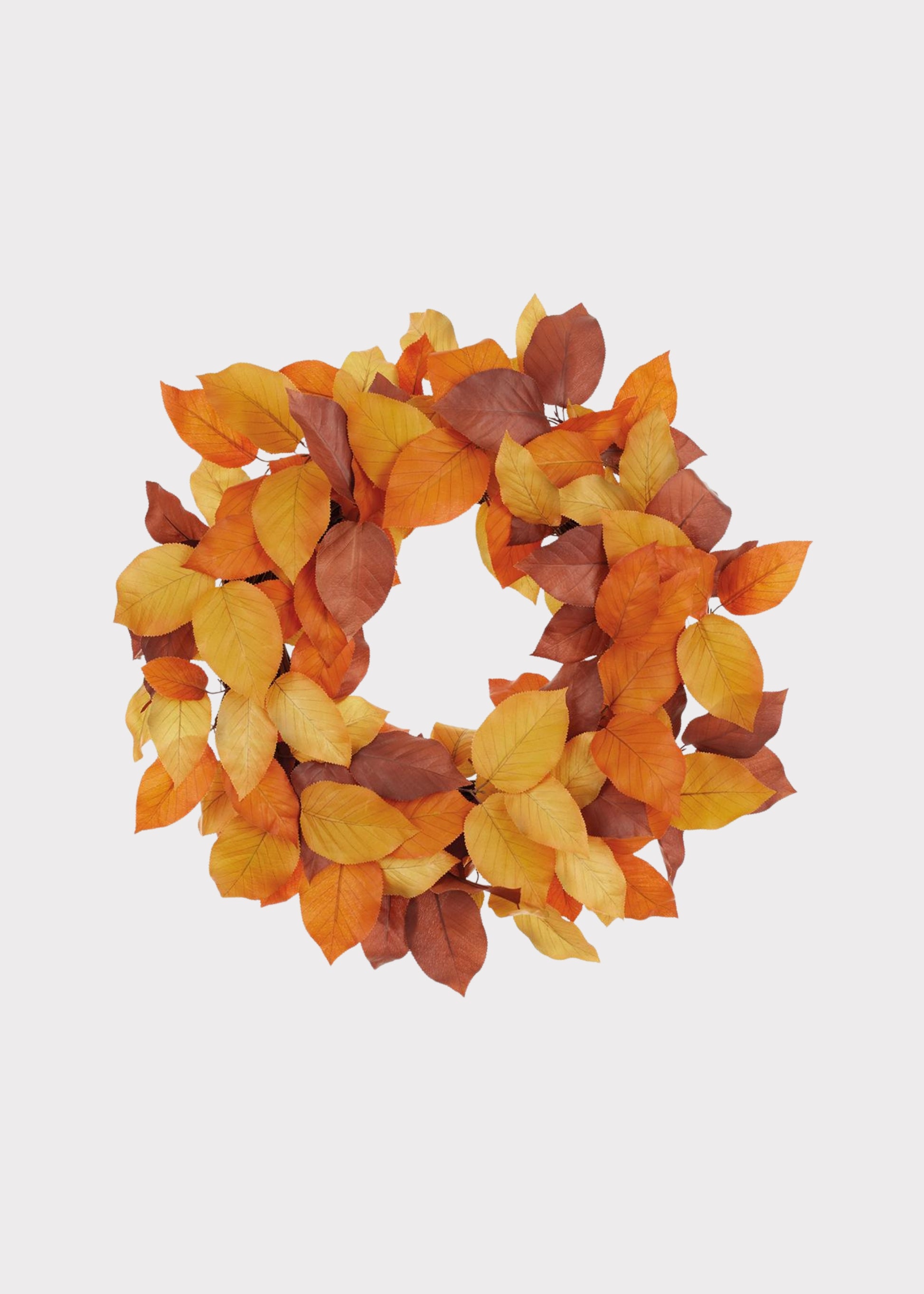 Fall Orange and Brown Fake Salal Leaf Wreath
