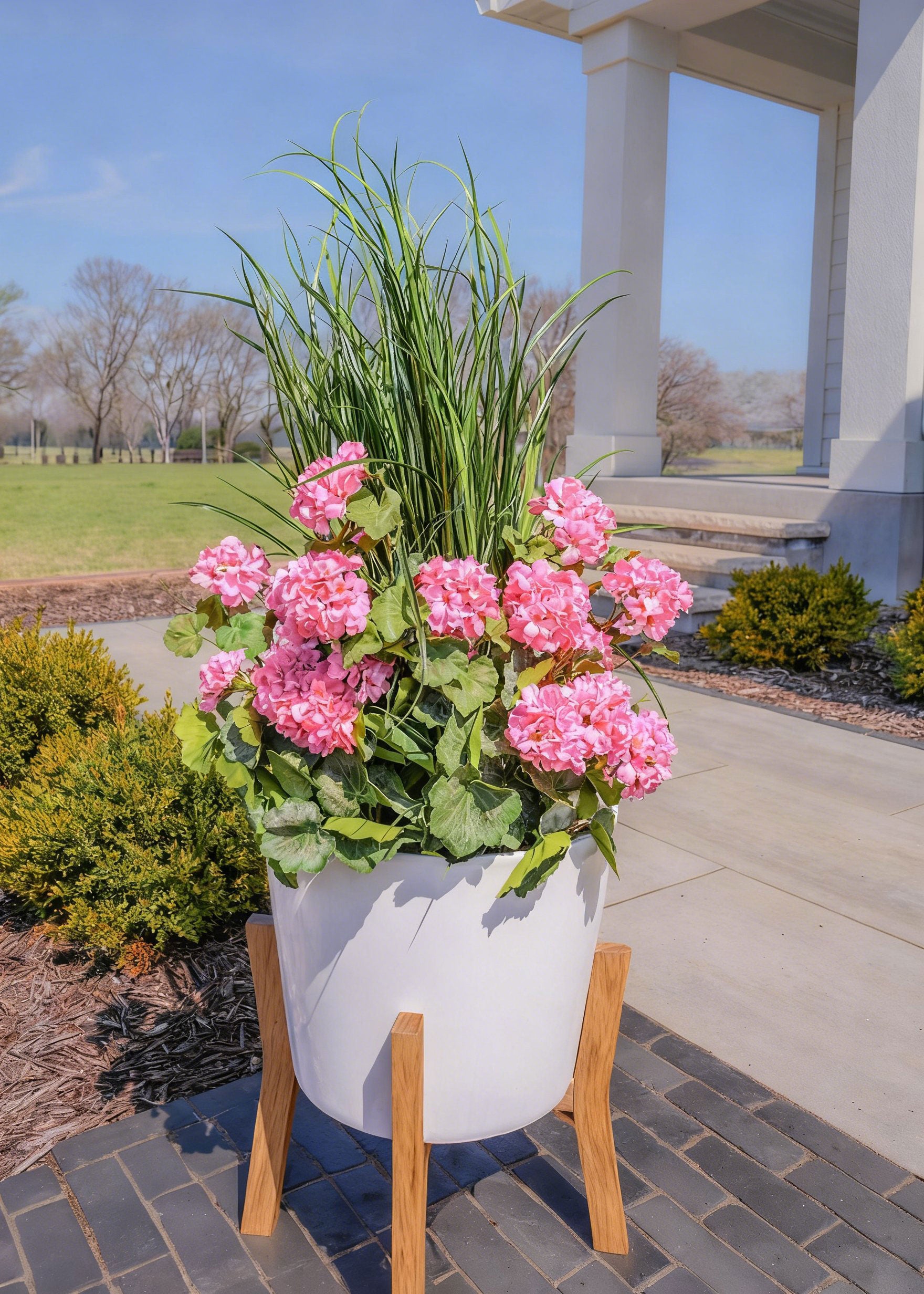 fake potted plants outdoor UV Treated Fake Plants Indoor/Outdoor Tall Grass Bush