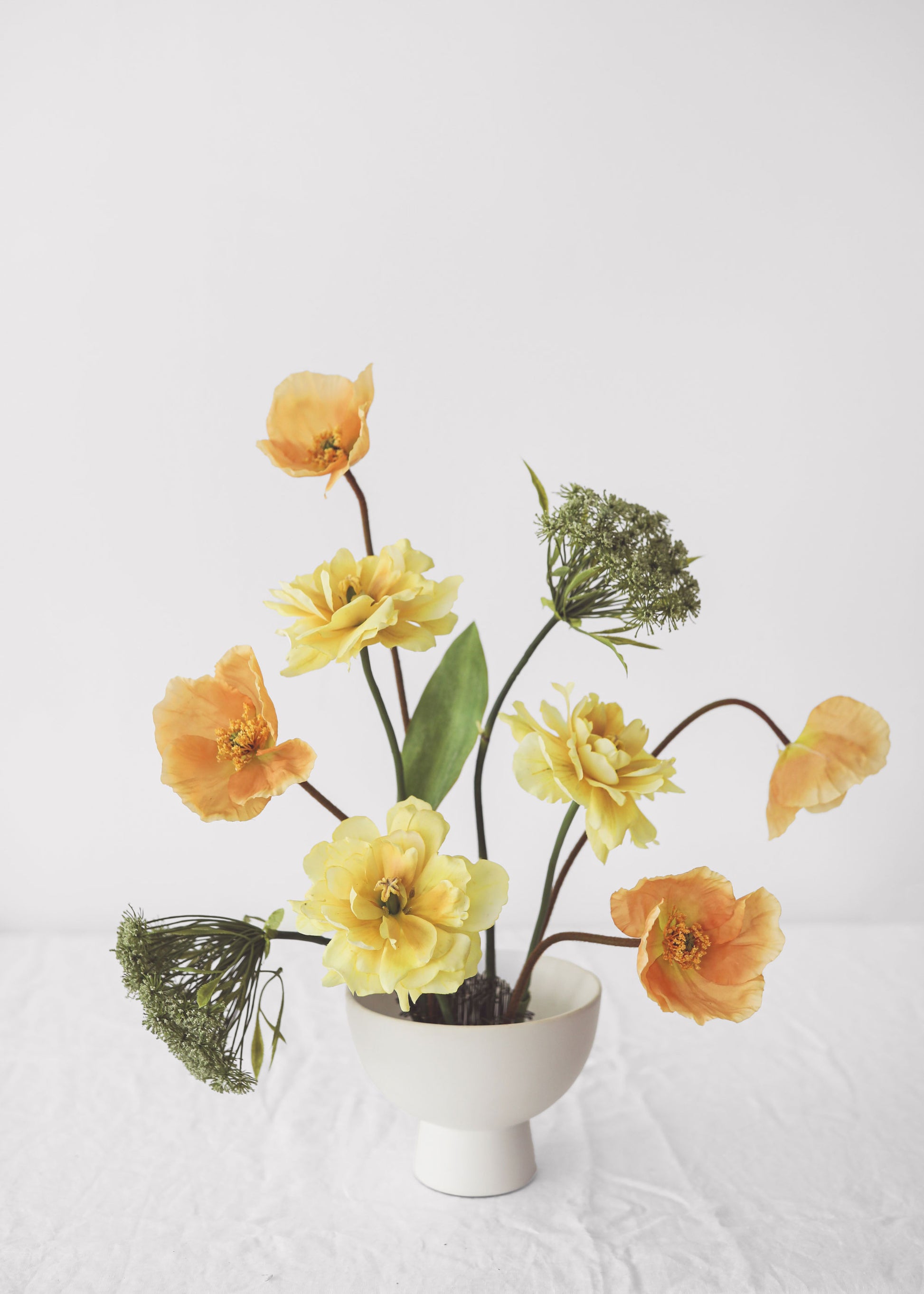 Artificial Poppy and Queen Anne's Lace Arrangement