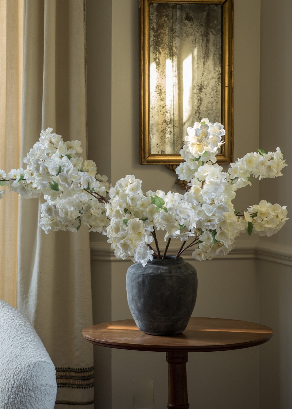 Cherry Blossom and Concrete Vase Arrangement