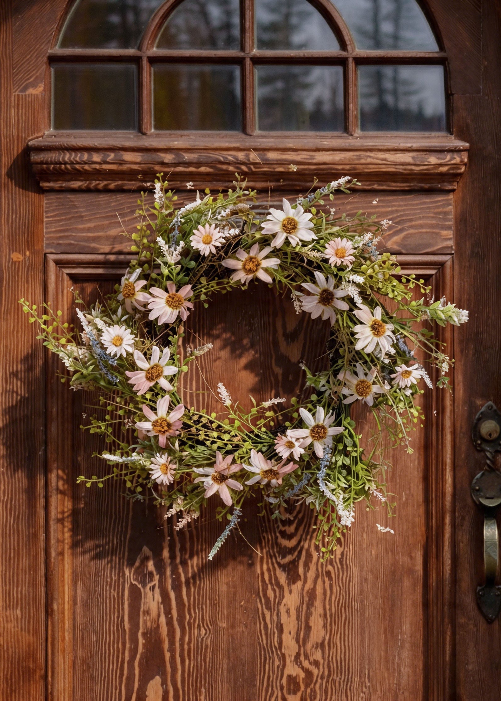 Pale Pink Artificial Wildflower Wreath - 22