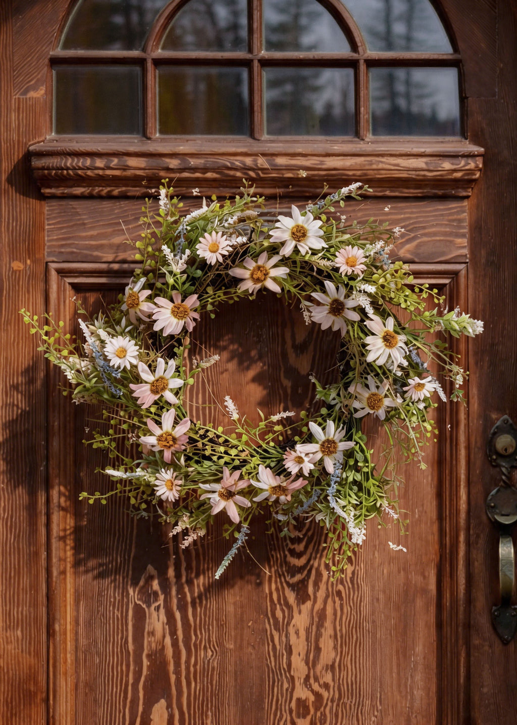 Artificial Wildflower Wreath with Pale Pink Flowers