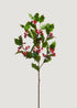 Fake Holly Leaves and Red Berries Winter Branch 