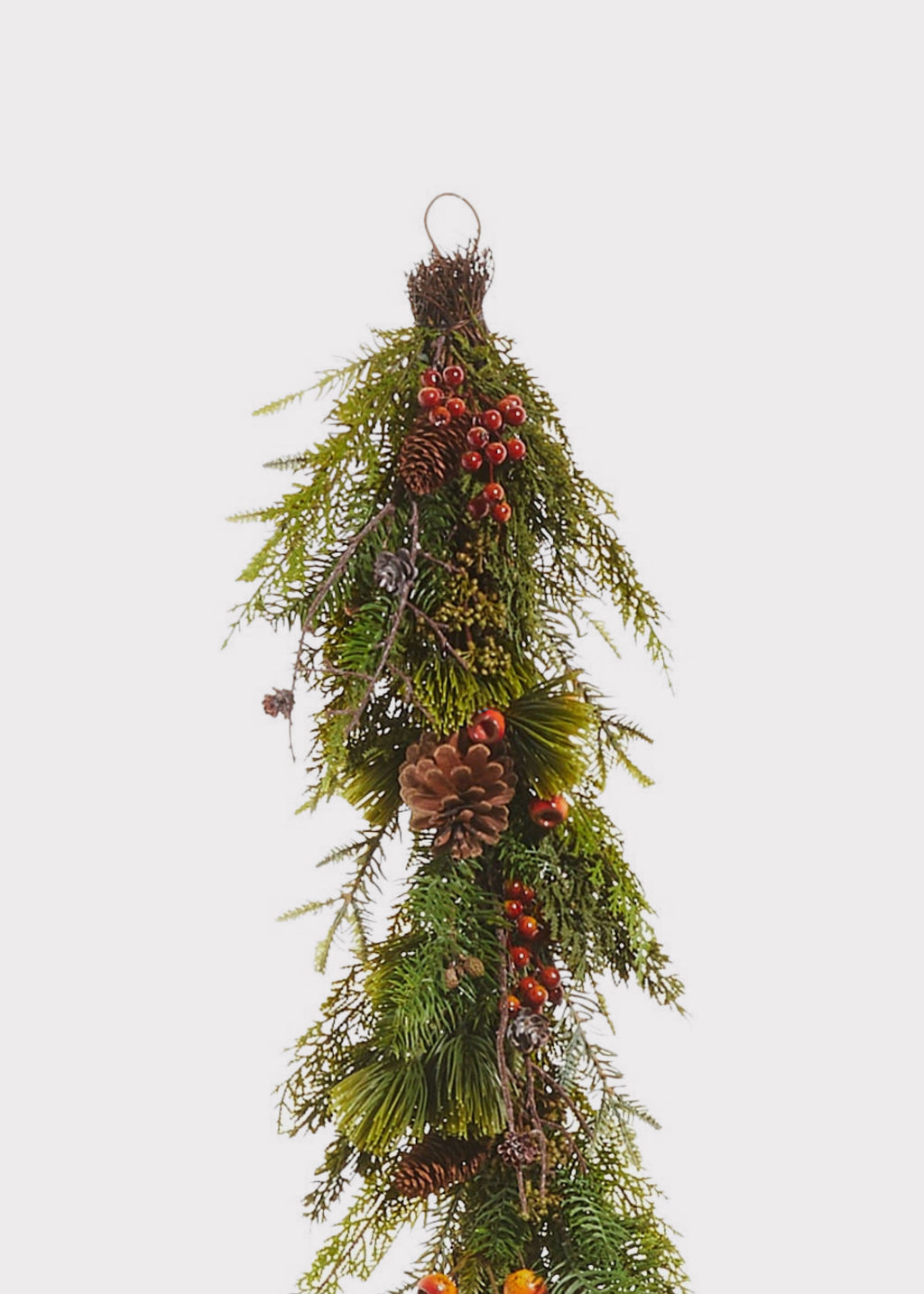 Close-up of Artificial greenery and berry pod garland hook